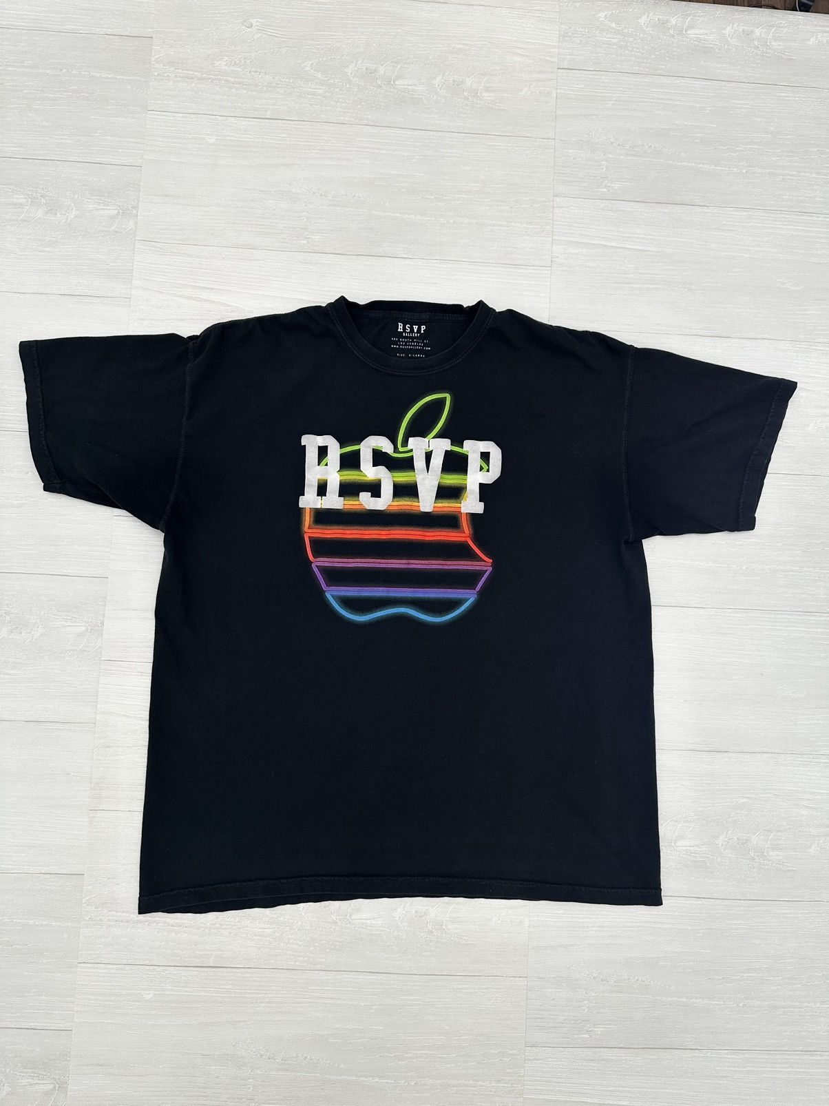 Rsvp Gallery Rsvp Gallery Puff Print Neon Apple Logo Tee Navy Sz. XL Size US XL / EU 56 / 4 - 1 Thumbnail