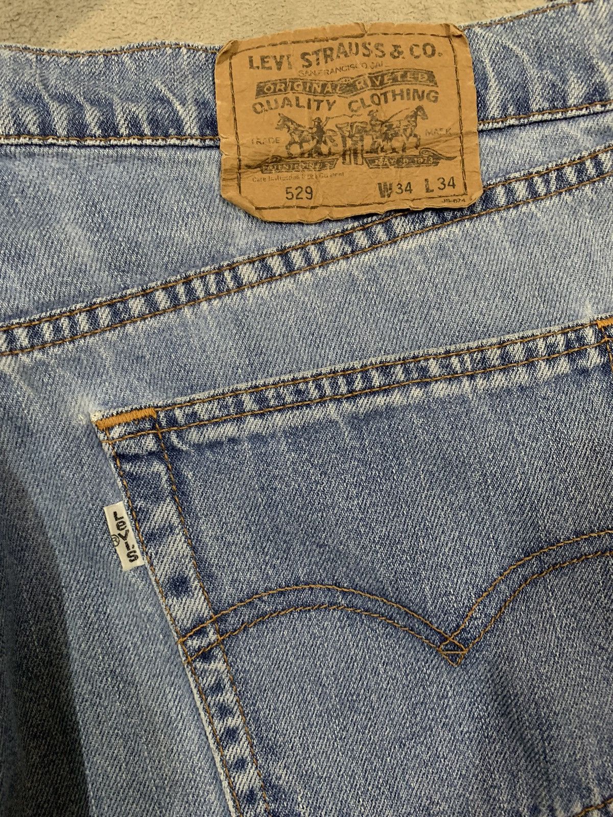 Levi's Vintage 90s Levis 529 White Tab Blue Washed Baggy Jeans Size US 33 - 12 Thumbnail
