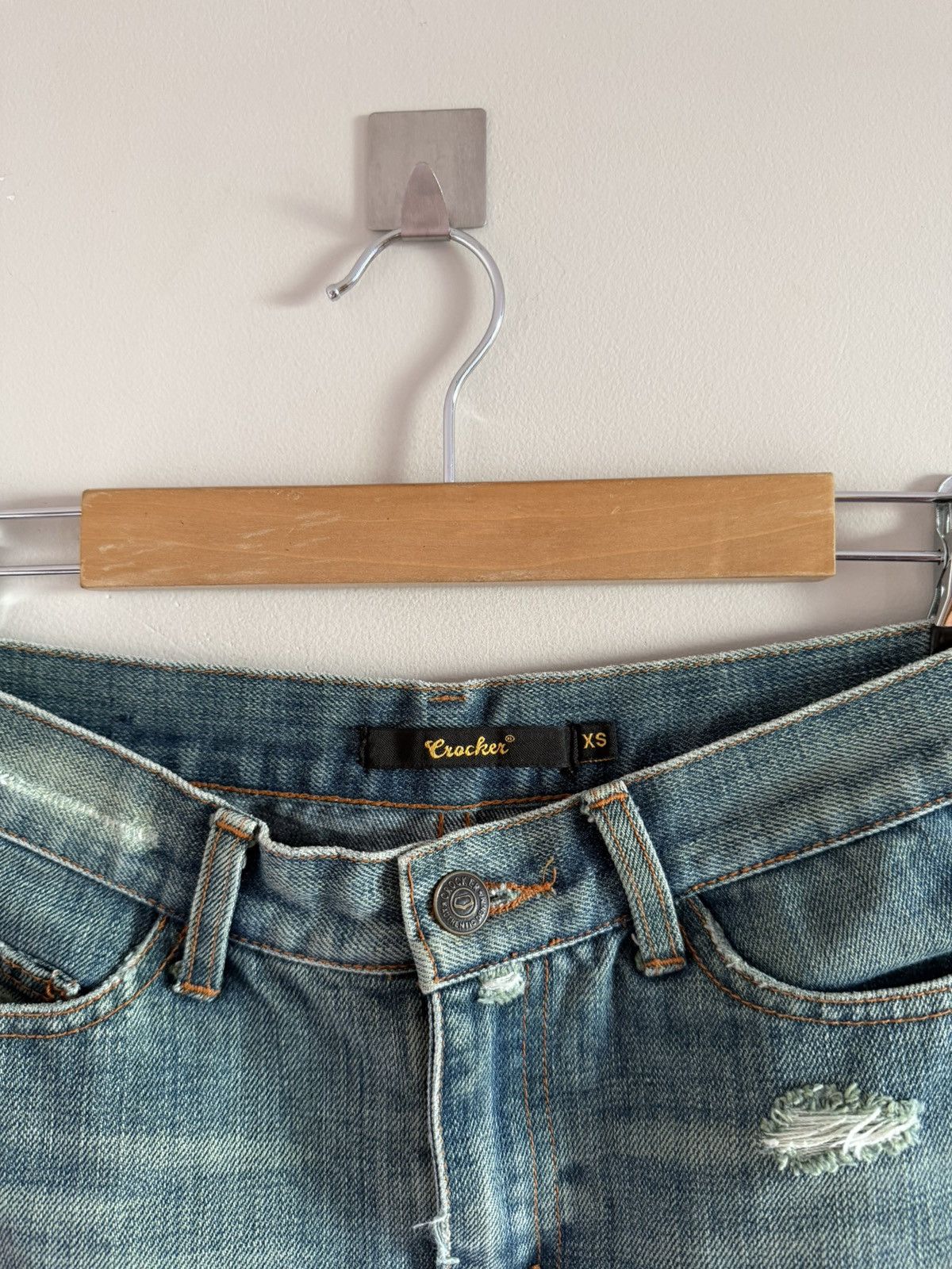 Vintage Distressed Denim Mini Skirt Y2K Size 26" / US 2 / IT 38 - 4 Thumbnail
