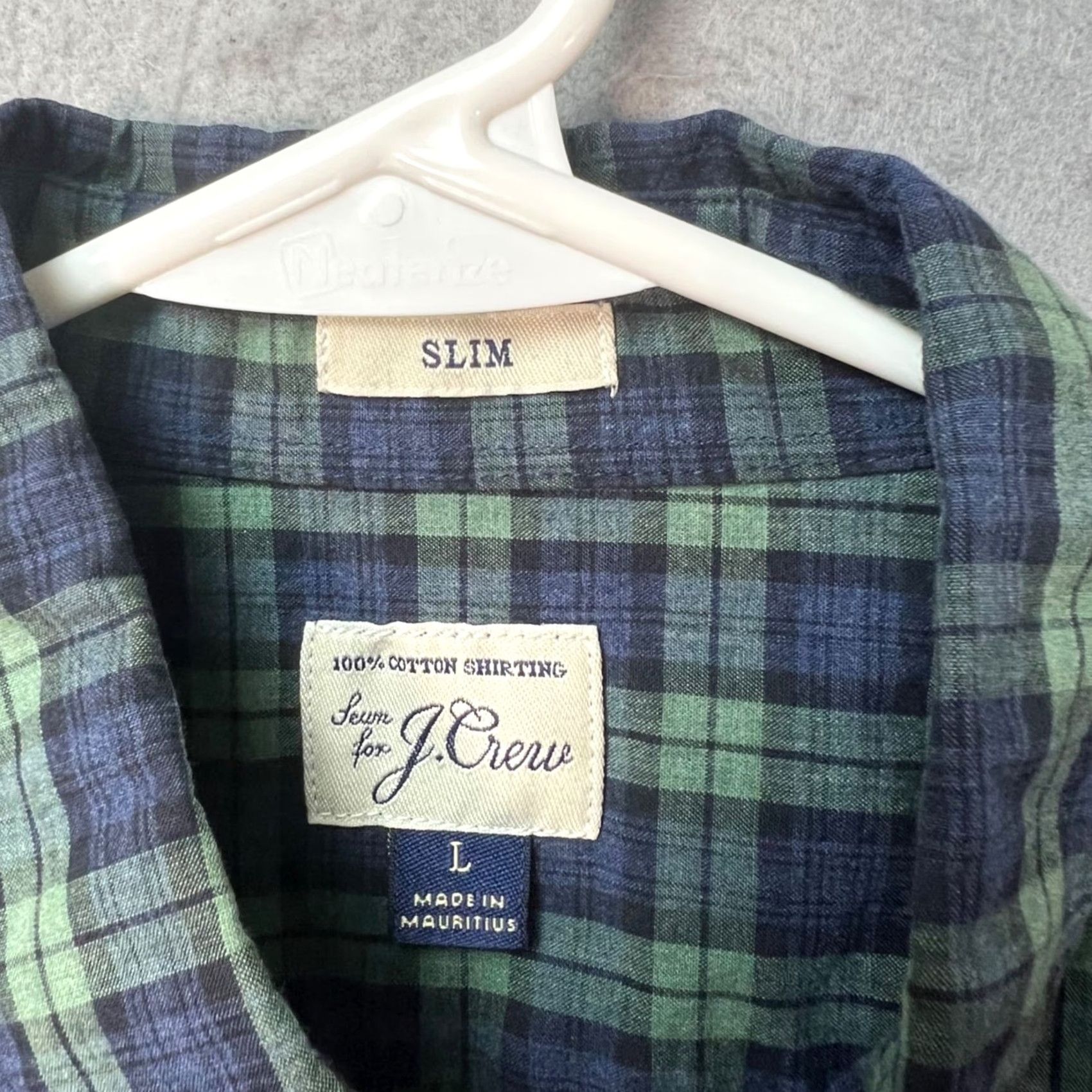 J.Crew J. Crew Shirt Button-Down Slim Fit Plaid Green Blue Cotton Mens Large L Size US L / EU 52-54 / 3 - 3 Thumbnail
