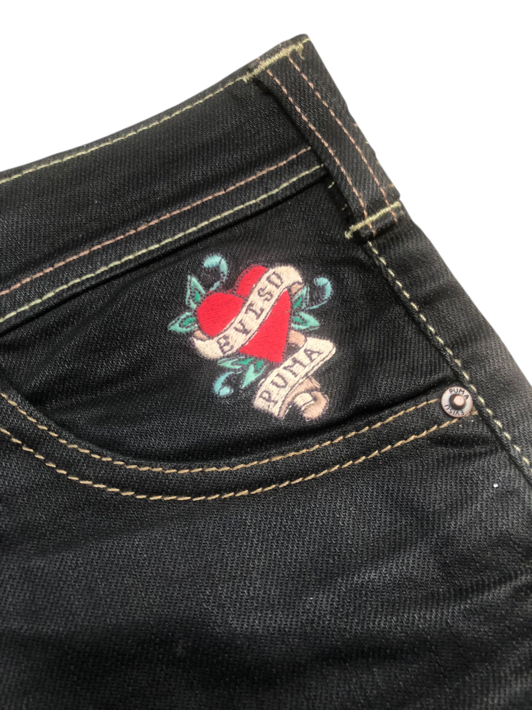 Evisu × Puma 🔥Rare Y2K EVISU x PUMA Black Denim Short Mini Skirt Women Size 28" / US 6 / IT 42 - 8 Thumbnail