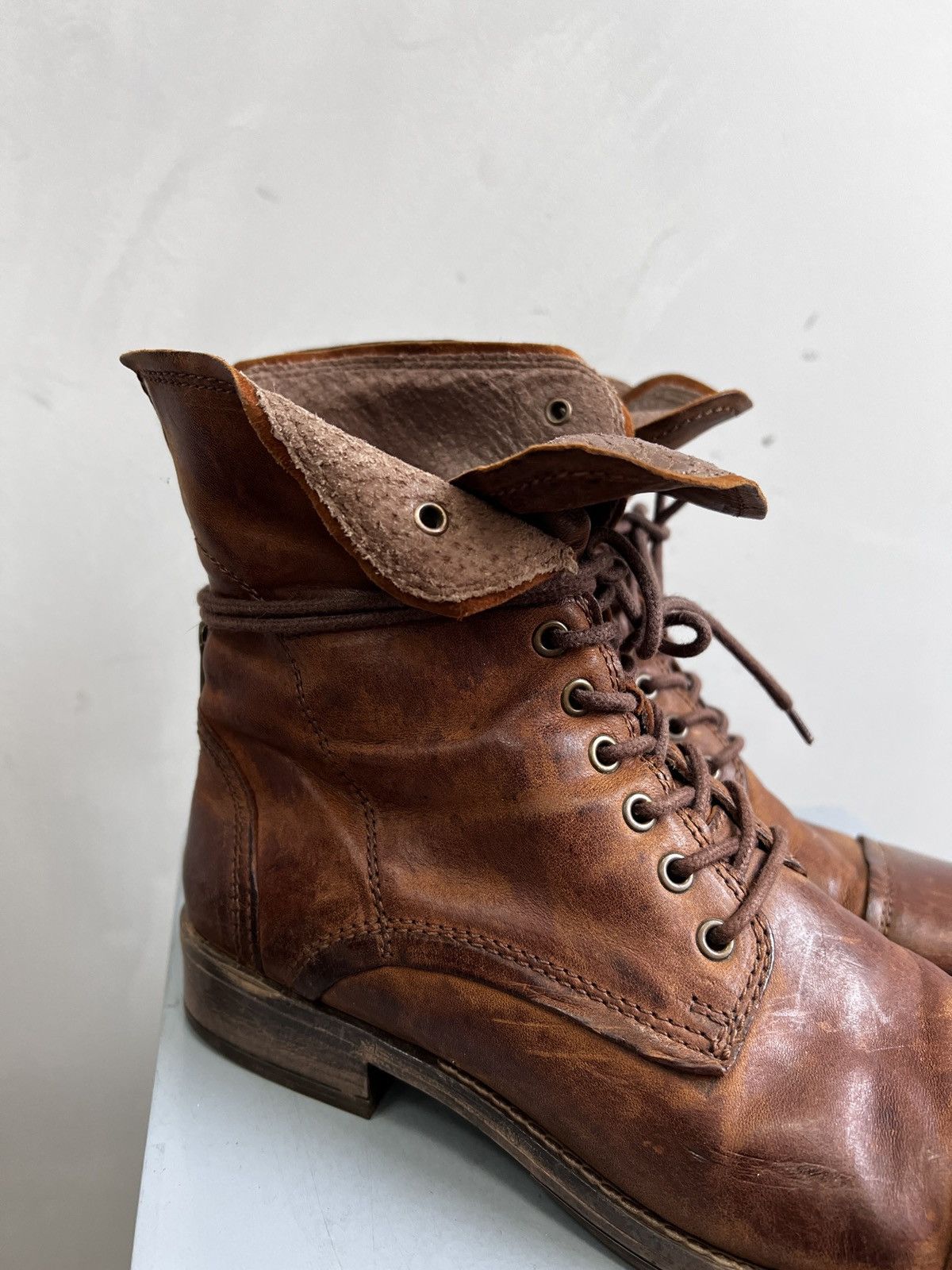 14th Addiction × A.S.98 AVANTgarde western brown leather high moto boots guidi style Size US 7.5 / EU 40-41 - 8 Thumbnail