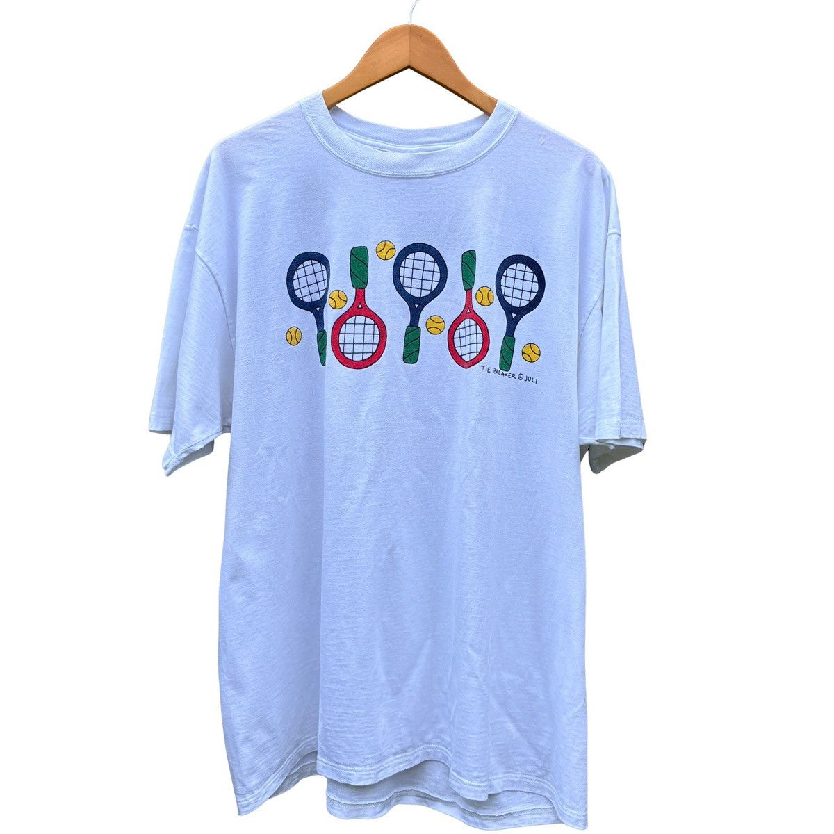 Vintage Vintage 90s Juli Tie Breaker Tennis Art T-shirt Size US XL / EU 56 / 4 - 1 Thumbnail