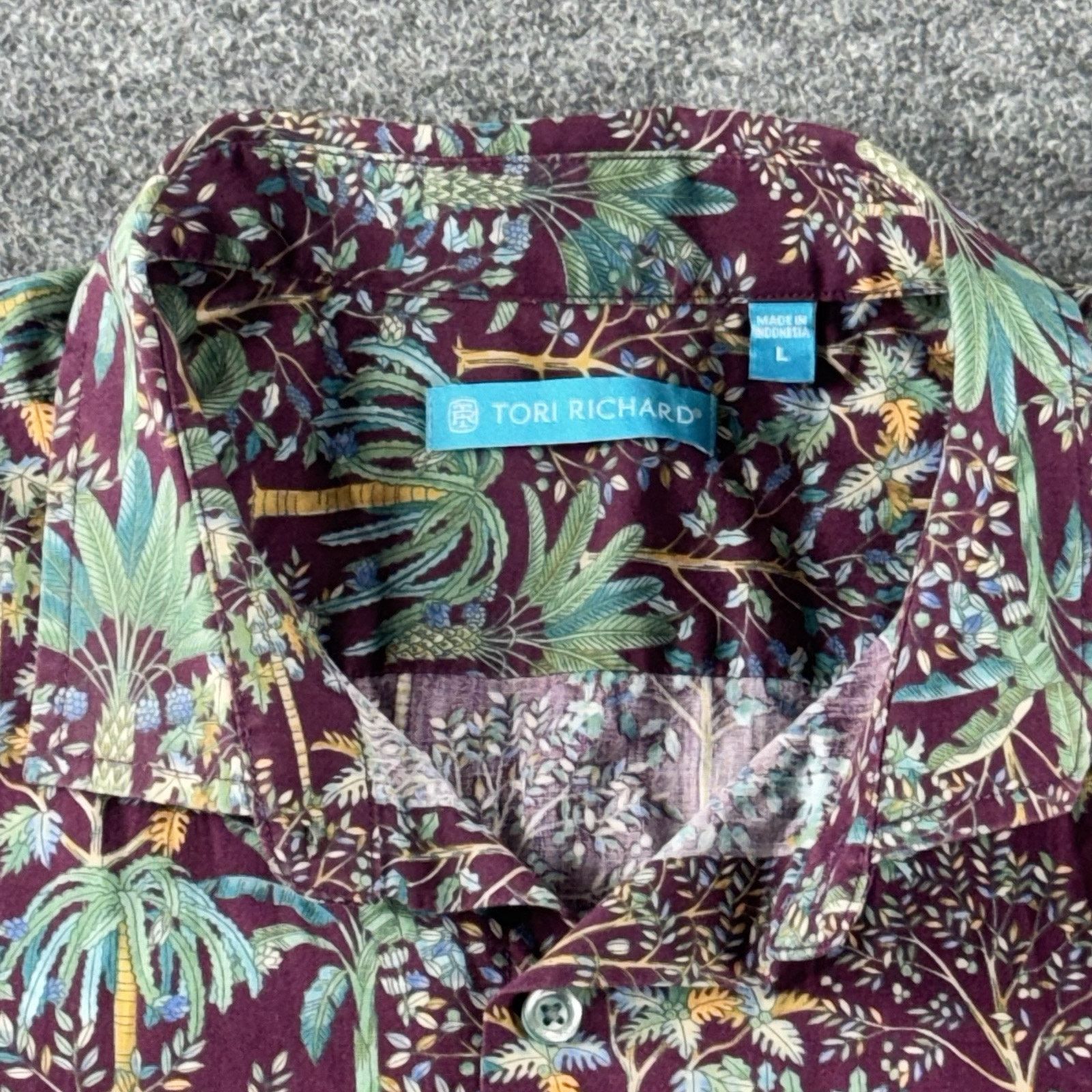 Tori Richard Tori Richard Men's Shirt Large Blue Tropical Palm Tree Beach Size US L / EU 52-54 / 3 - 1 Thumbnail