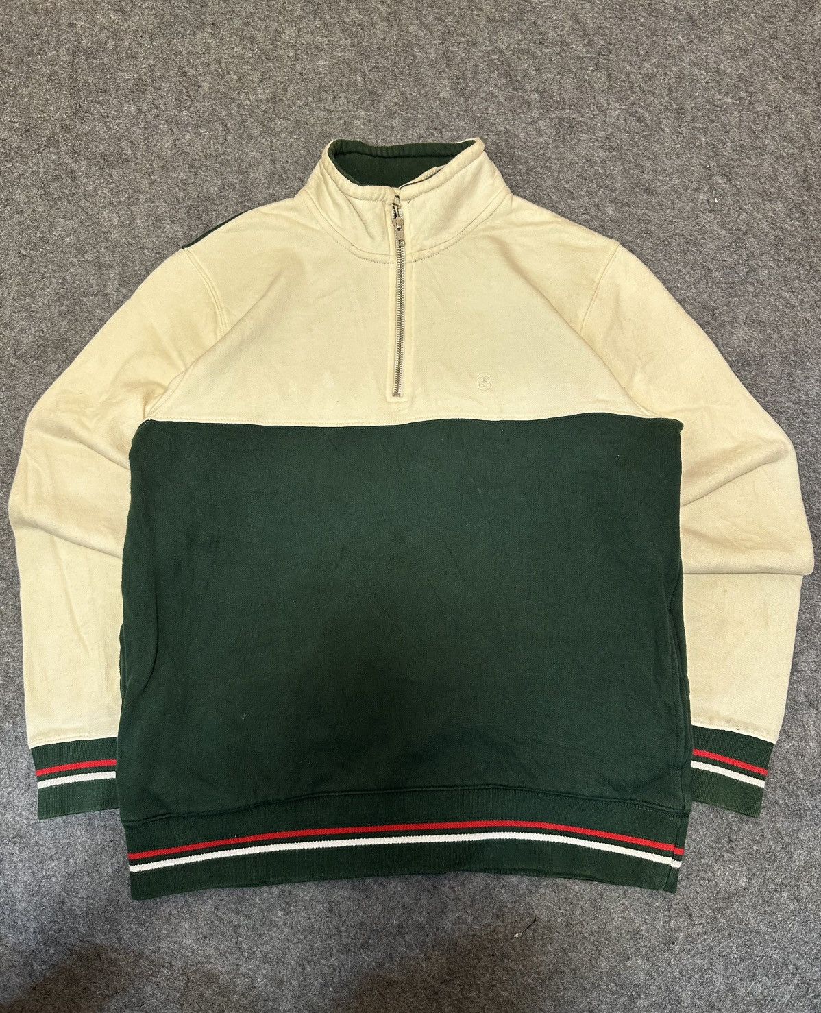 Stussy Stüssy two-tone half-zip fleece sweatshirt featuring a cream Size US M / EU 48-50 / 2 - 1 Thumbnail