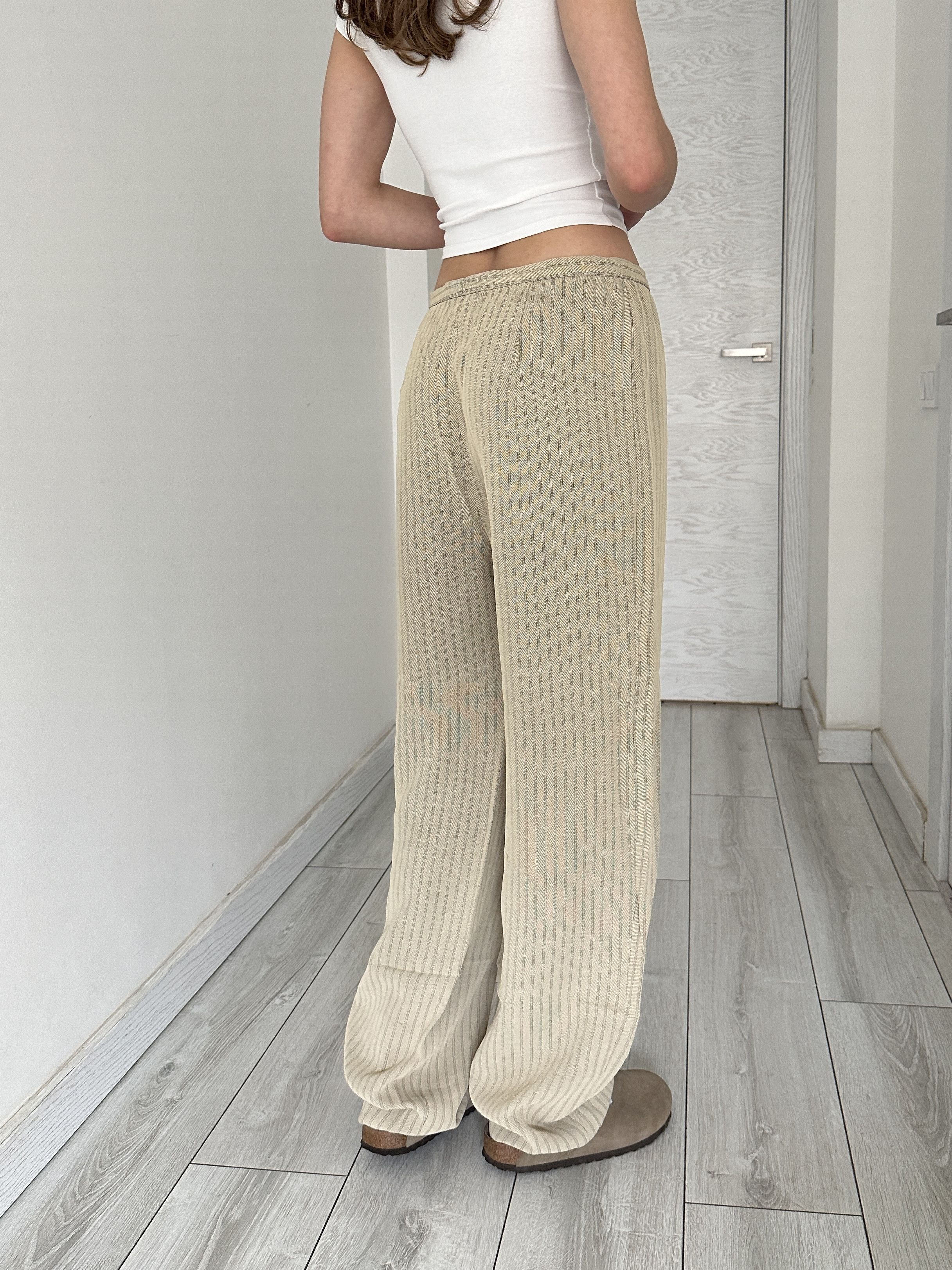 Max Mara Max Mara Beige Striped Dress Pants Trousers Size 34" / US 12 / IT 48 - 4 Thumbnail
