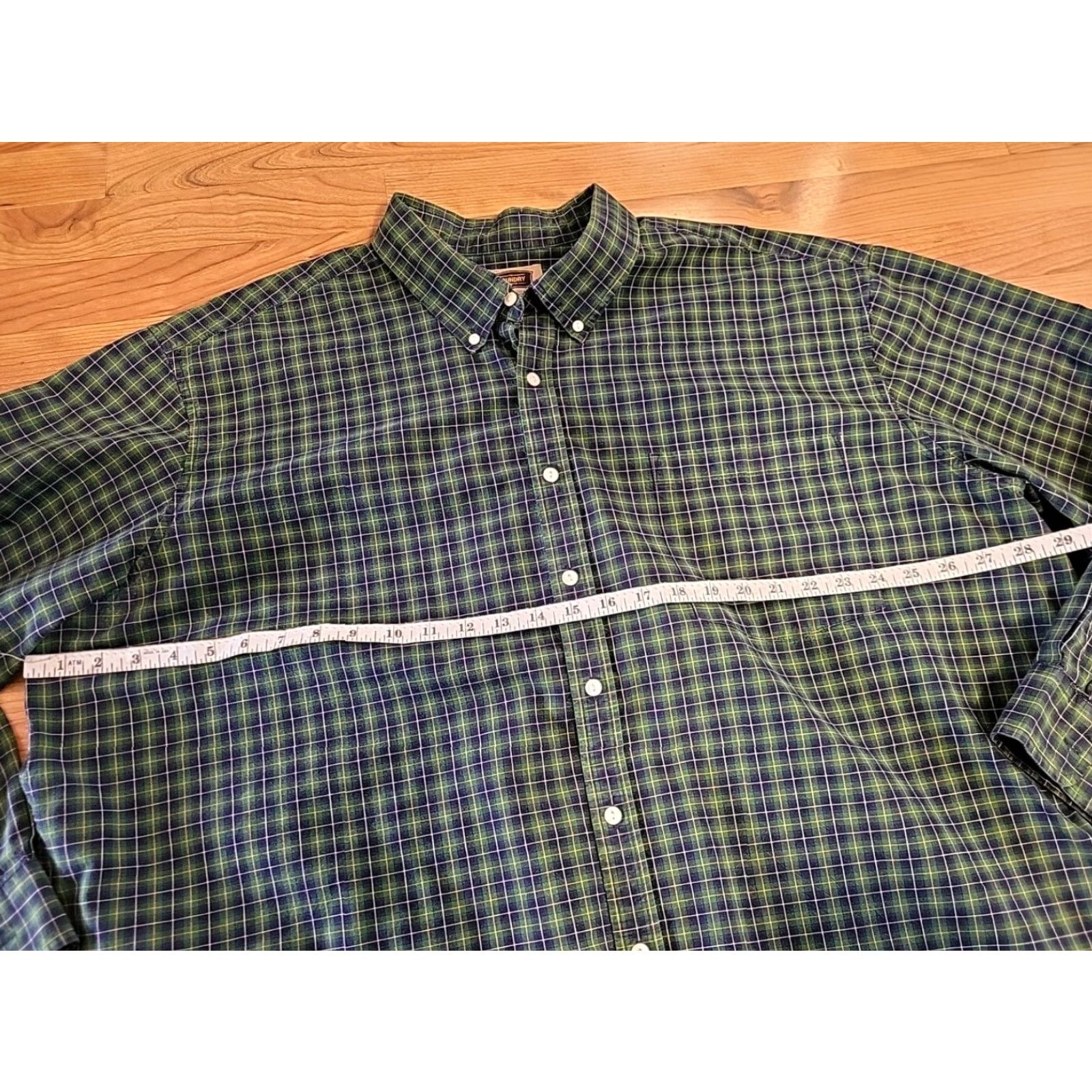 Vintage VINTAGE Foundry Shirt 3XL 58" Chest Button-Down Cotton Tartan Plaid Long Sleeve brown/green blue classic work preppy Mens Size US XXL / EU 58 / 5 - 3 Thumbnail