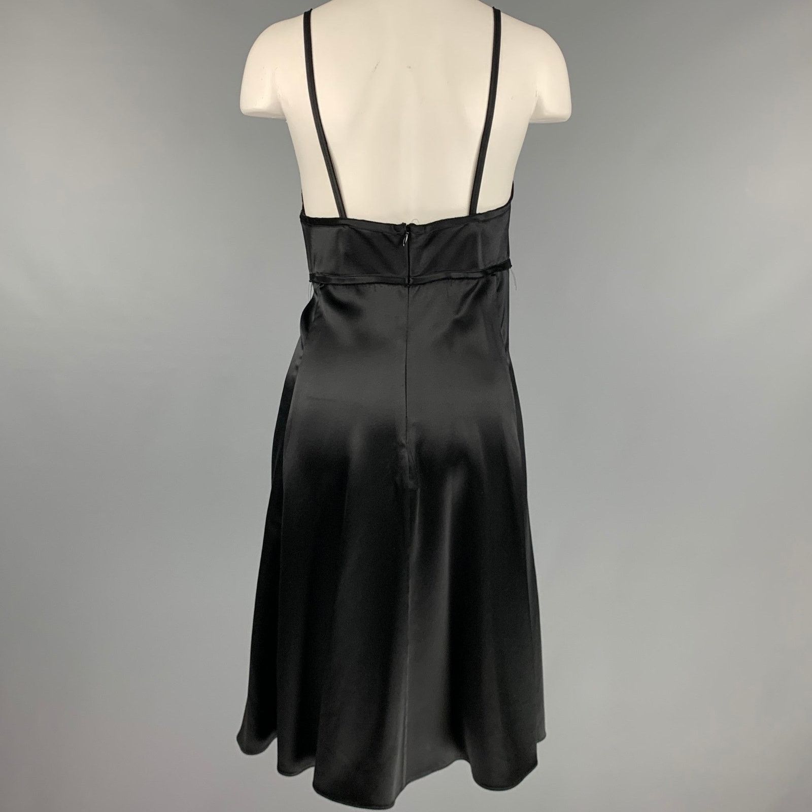 Area AREA Size 4 Black Satin Spaghetti Straps Slip Dress Size S / US 4 / IT 40 - 3 Thumbnail