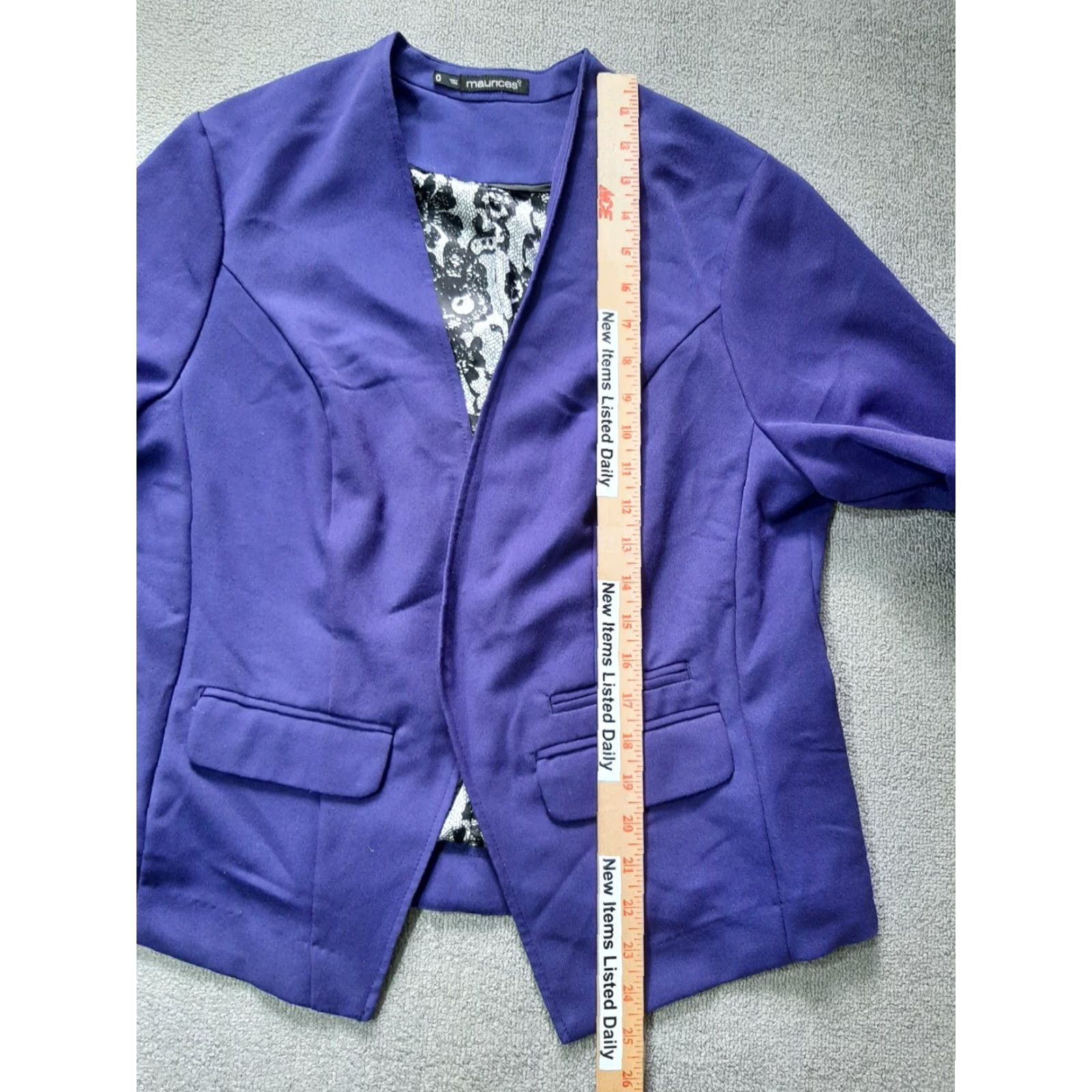 Vintage Maurices Open Front Jacket Long Sleeve Size 0 Purple Womens Plus Cotton Basic Jacket O p e n Front Size XS / US 0-2 / IT 36-38 - 3 Thumbnail