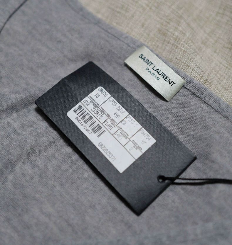 Saint Laurent Paris Saint Laurent Paris Grey Merino worsted wool pocket T-shir Size S / US 4 / IT 40 - 3 Thumbnail