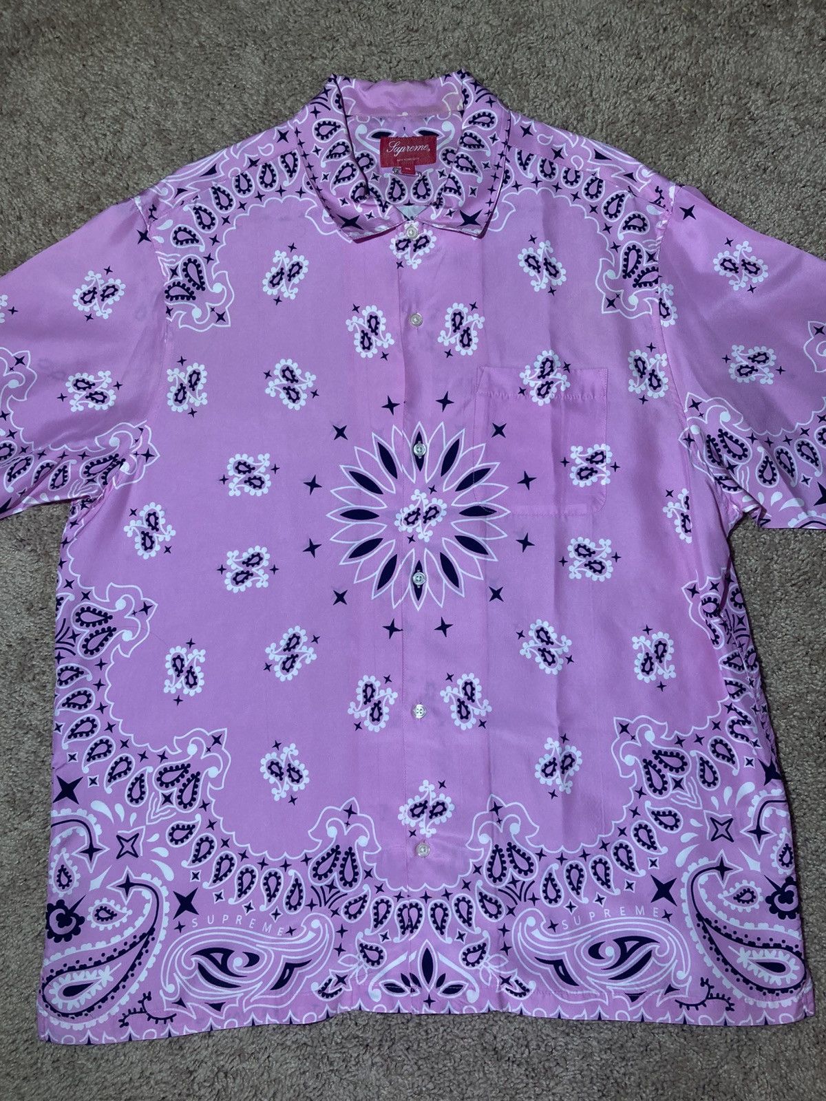Supreme SS21 Supreme Silk Pink Bandana Button Up Shirt Pattern 2021 Size US XL / EU 56 / 4 - 2 Thumbnail