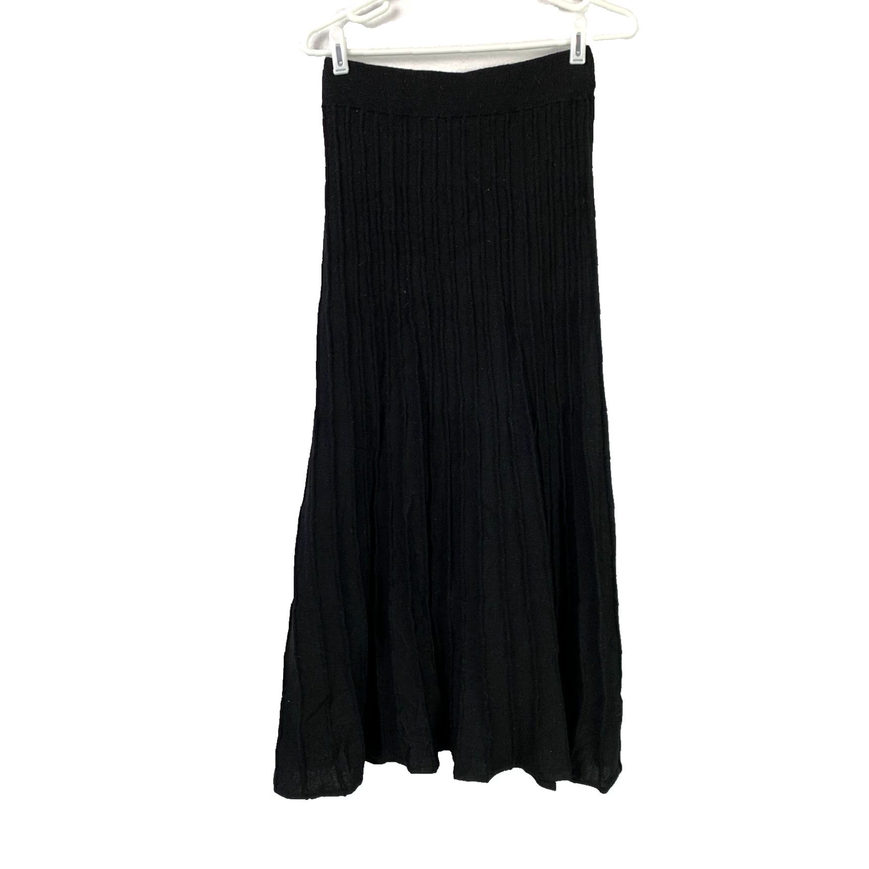 Badgley Mischka VINTAGE American Glamour Skirt XS Black Long Pleated Flare Knit Polyester Formal Office/Party Womens Size 26" / US 2 / IT 38 - 2 Thumbnail