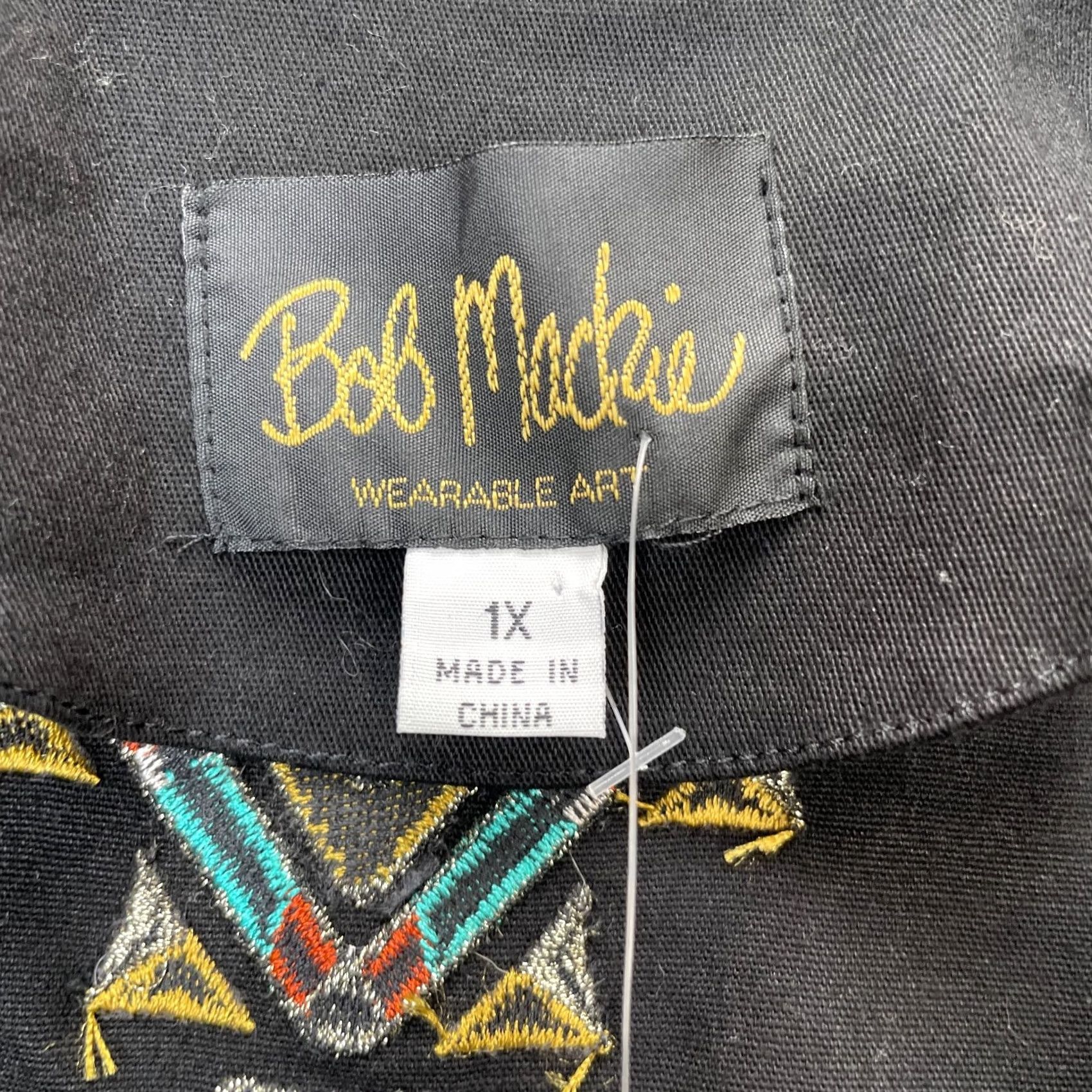 Bob Mackie VINTAGE Bob Mackie Jacket Womens 1X Plus Black Wearable Art Santa Fe Dream Tribal Coat Jacket Size XL / US 12-14 / IT 48-50 - 2 Thumbnail
