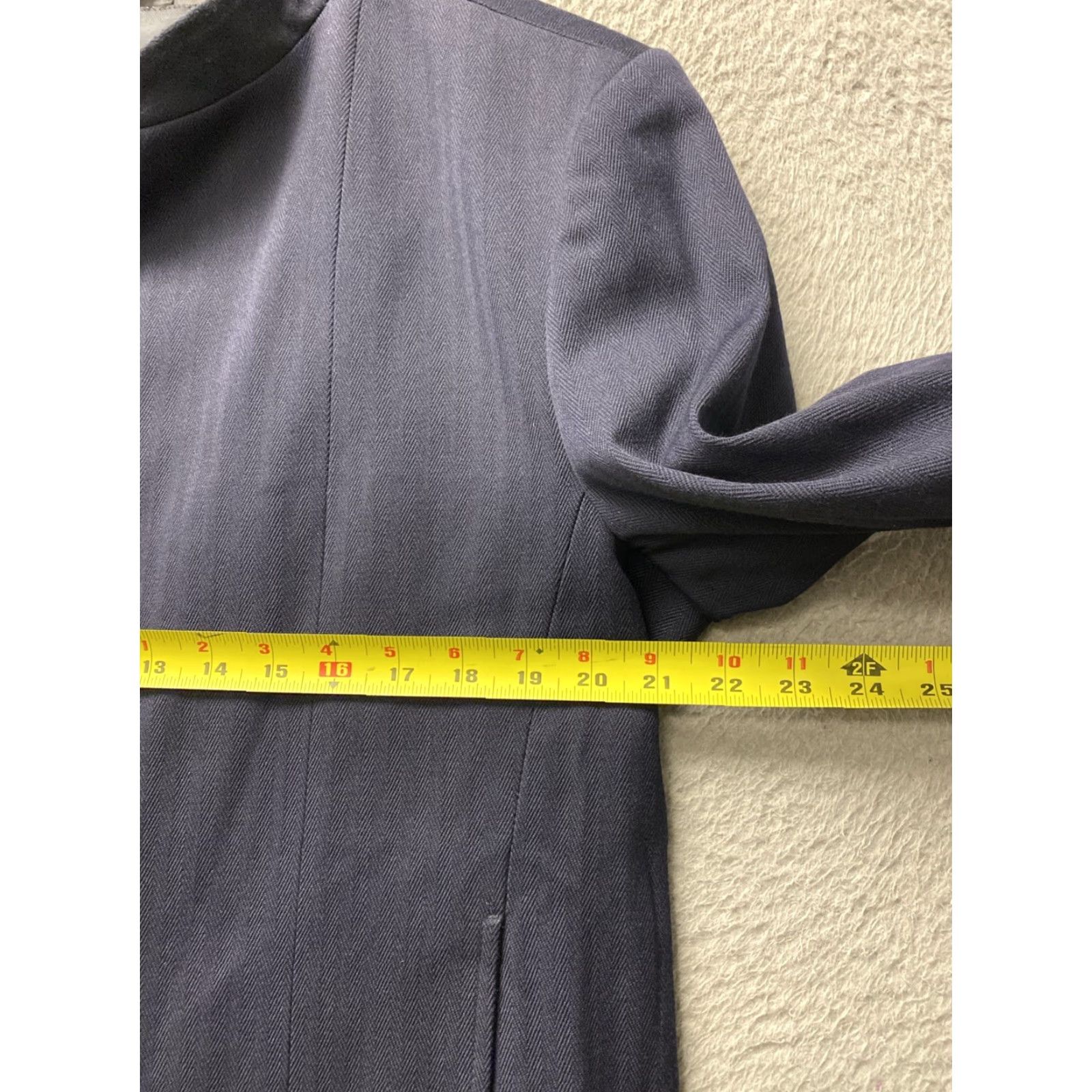 Zara Zara Man Blazer Jacket Navy Blue Slim Fit 42 Textured Tweed Notch Lapel Six-Button Front Single-Breasted Sports Coat Mens Size 42 Size 42R - 7 Thumbnail