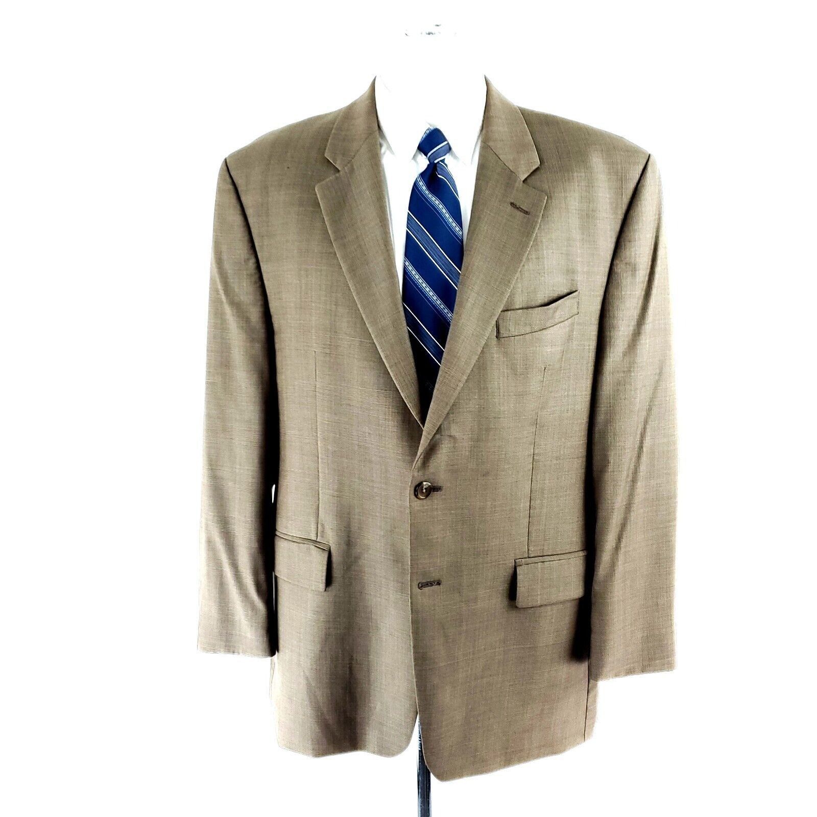 Lauren Ralph Lauren Lauren Ralph Lauren Wool 2 Button Blazer 44R Tan Glen Plaid Size 44R - 3 Thumbnail