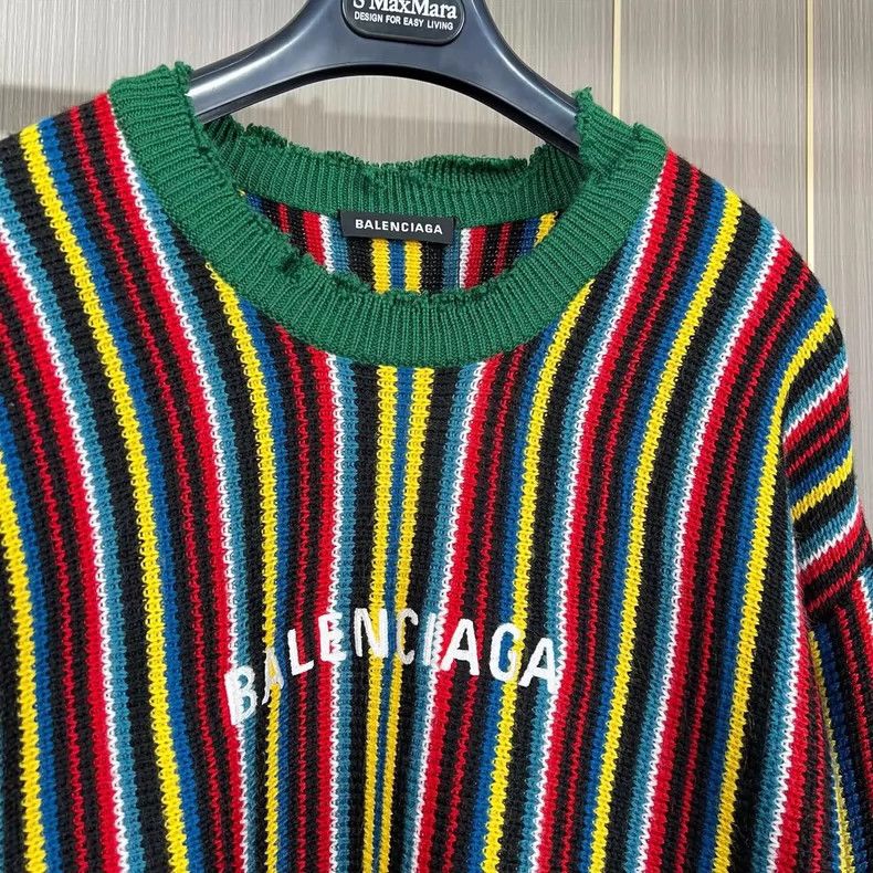 Balenciaga Balenciaga Color-striped embroidered monogrammed sweater Size US S / EU 44-46 / 1 - 3 Thumbnail