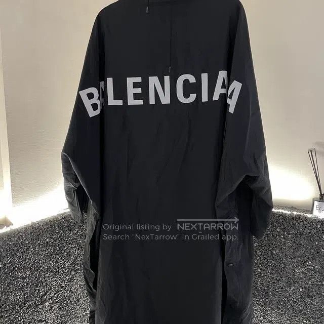 Balenciaga Balenciaga Logo Long Black Trench Coat Size XXS / US 00 / IT 34 - 1 Thumbnail