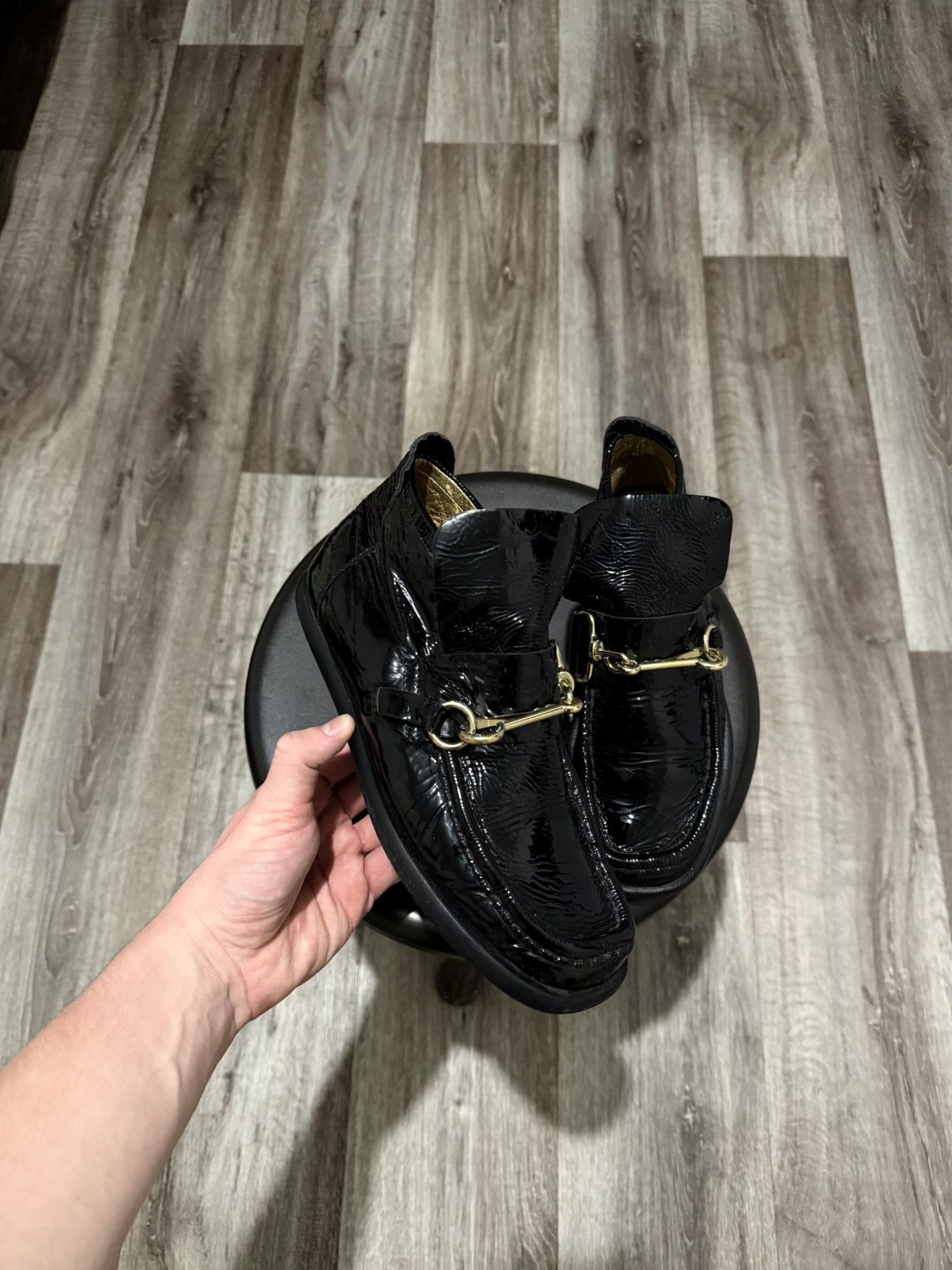 Acne Studios ACNE STUDIOS WOOMEN KERIN PATENT LEATHER CHAIN LOAFERS BOOTS Size US 8 / IT 38 - 3 Thumbnail