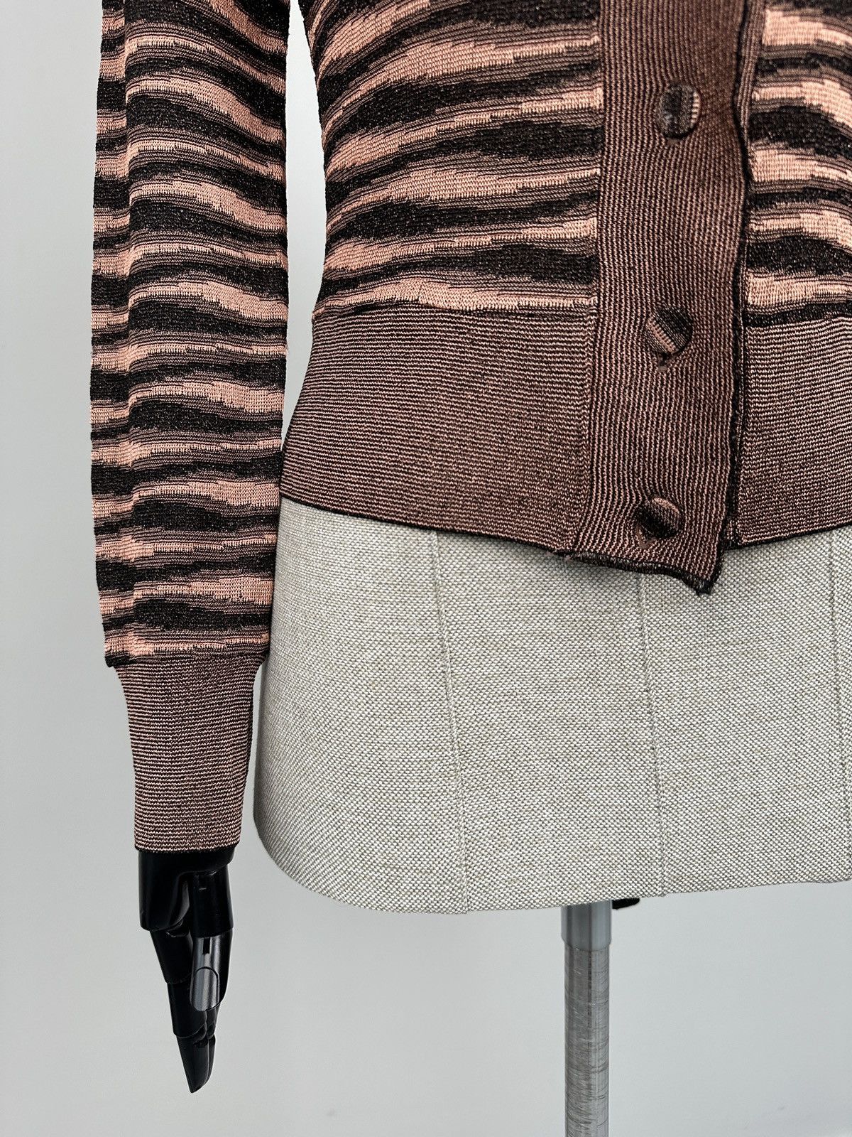 Missoni MISSONI Tiger Stripe Cropped Cardigan Shawl Collar Size S Size S / US 4 / IT 40 - 6 Thumbnail
