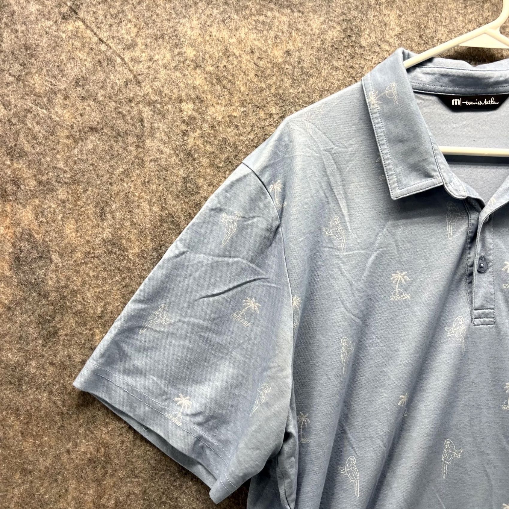 TravisMathew Travis Mathew Polo Shirt Men 2XL Blue Pima Cotton Palms Parrot Golf Preppy Shirt Short Sleeve Button Collar Casual/Activewear Mens 2XL Size US XXL / EU 58 / 5 - 3 Thumbnail