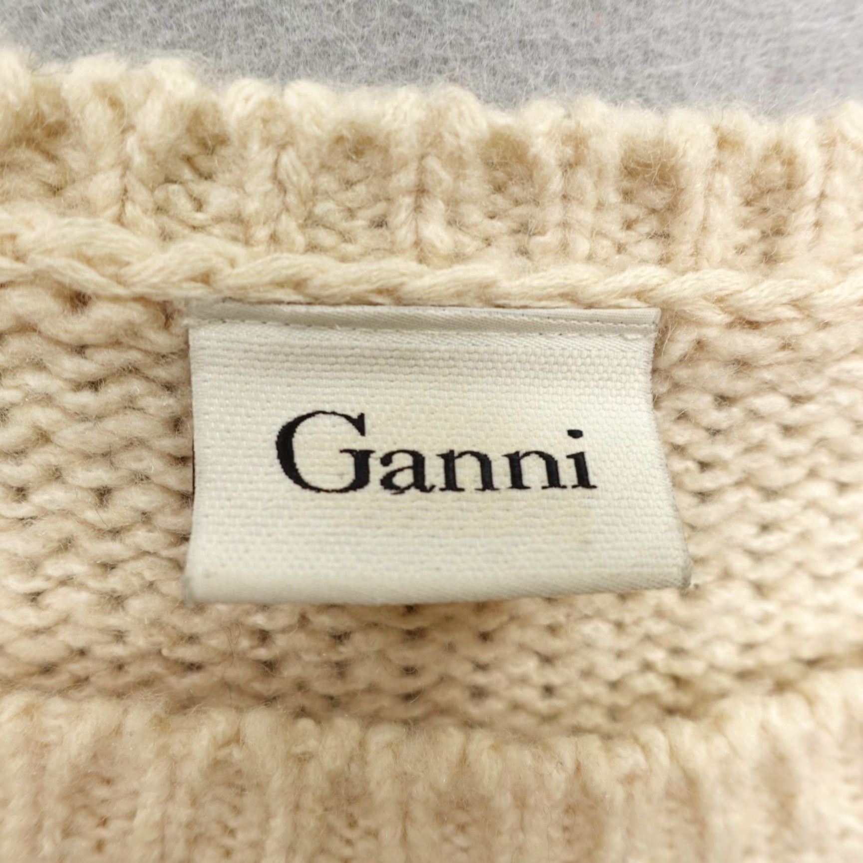 Ganni Ganni Sweater Womens XL Gray Beige Fair Isle Wool Blend Crew Neck 3/4 Sleeve Knit Pullover Casual Womens Size L / US 10 / IT 46 - 7 Thumbnail