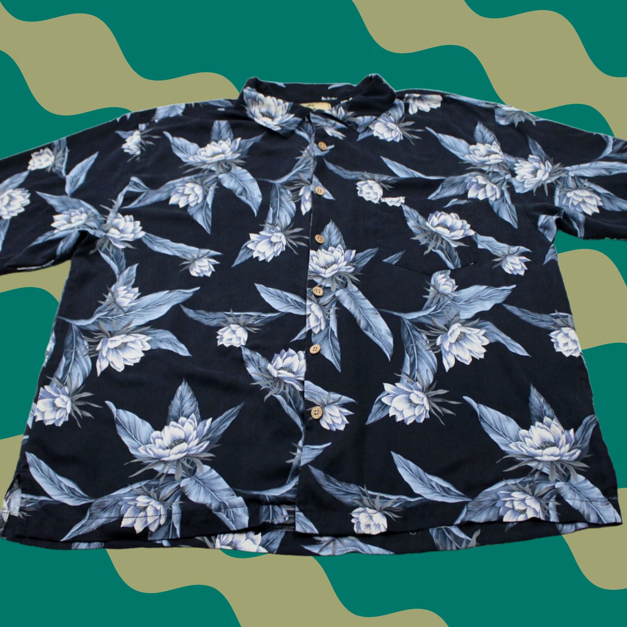 Vintage Jamaica Jaxx Silk Button-Up Floral Camp Shirt Men 2XL Blue S/S Collared Casual/Party/Cocktail All Seasons Shirt Mens 2XL Blue Floral Silk Button-Up Size US XXL / EU 58 / 5 - 1 Thumbnail