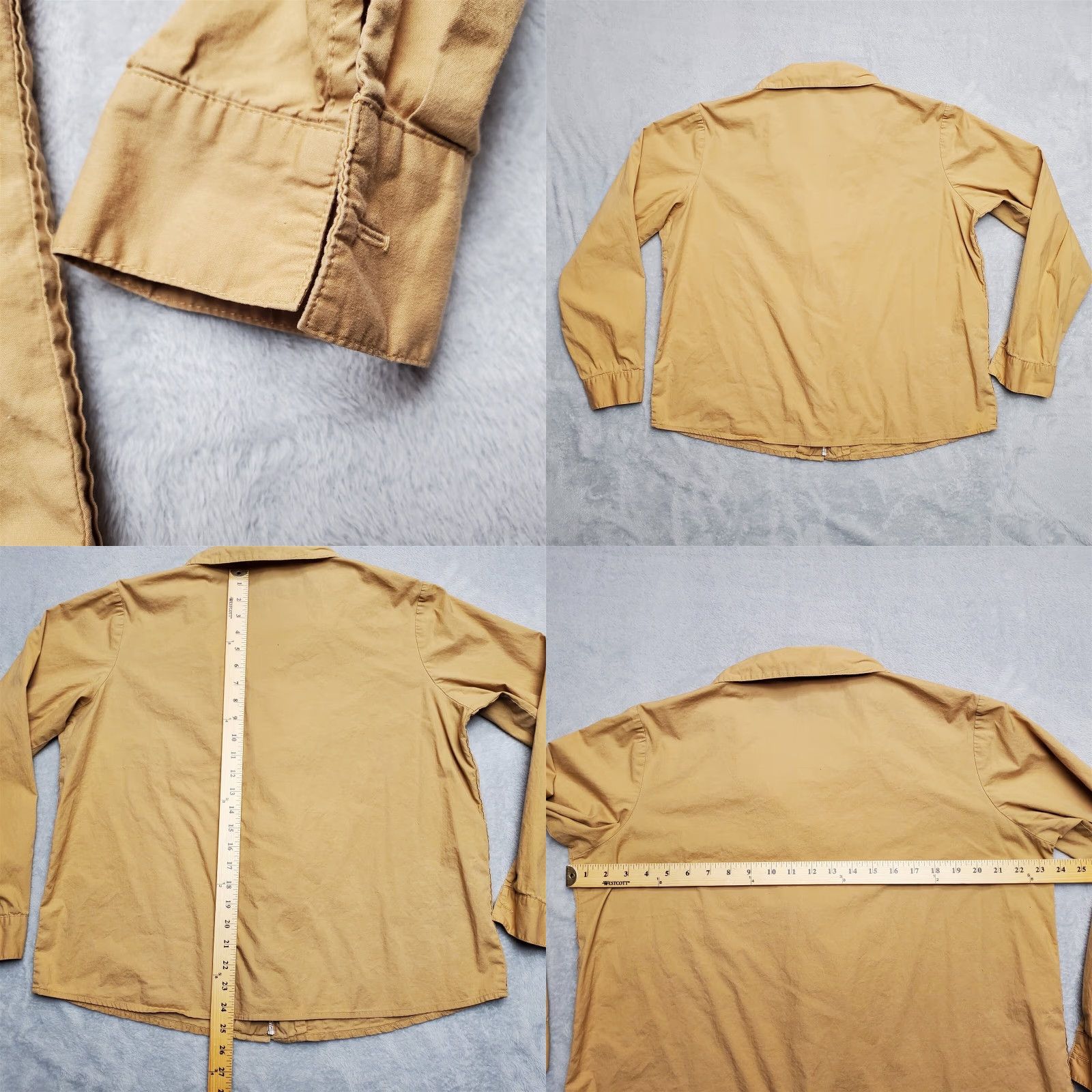 Denim & Co. Denim & Co Womens Top L Tan Cotton Blend Stretch Long Sleeve Full Zip Casual Size L / US 10 / IT 46 - 8 Thumbnail