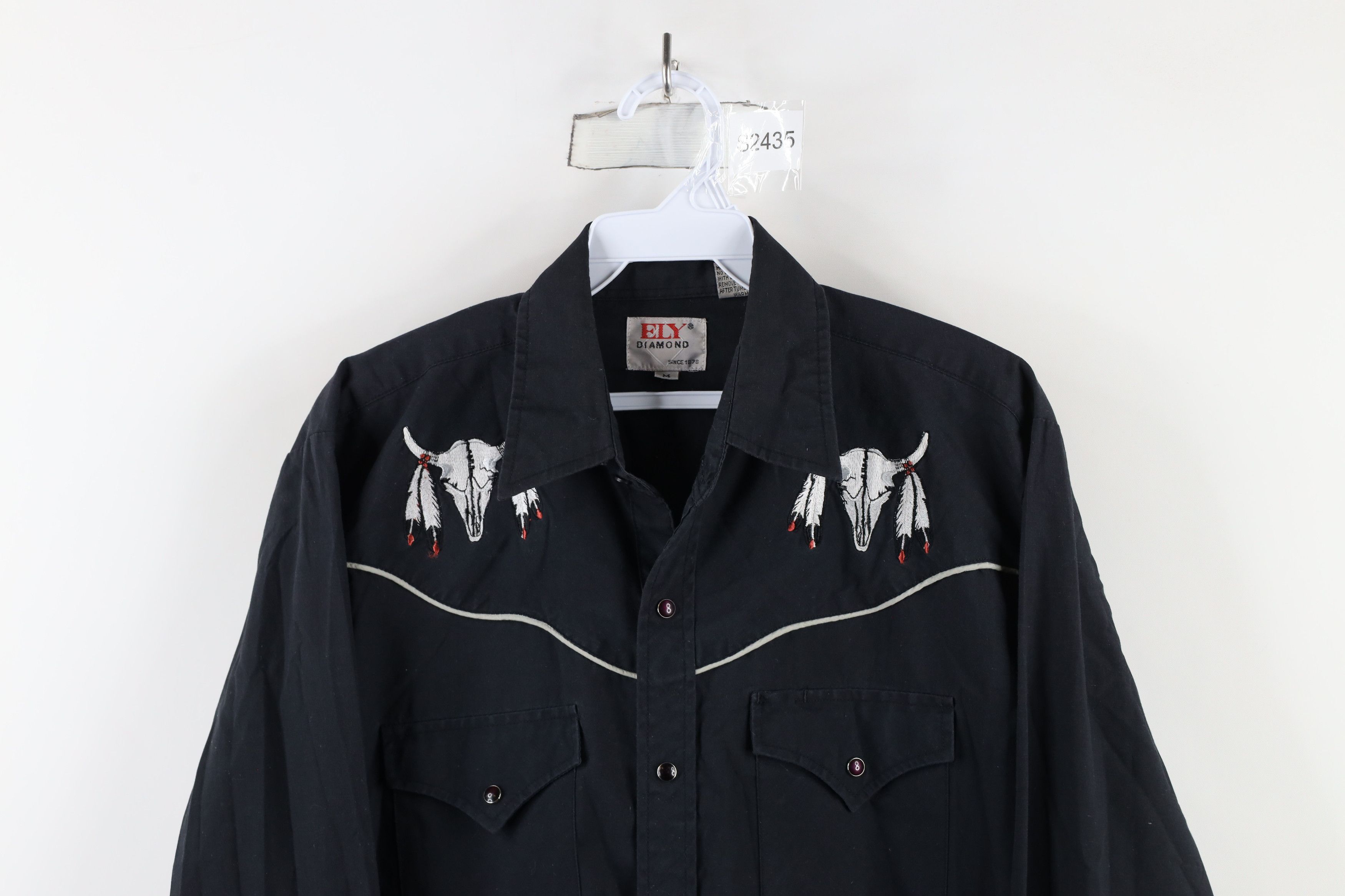 Vintage Vintage 90s Rockabilly Skull Feather Snap Button Shirt Size US M / EU 48-50 / 2 - 2 Thumbnail