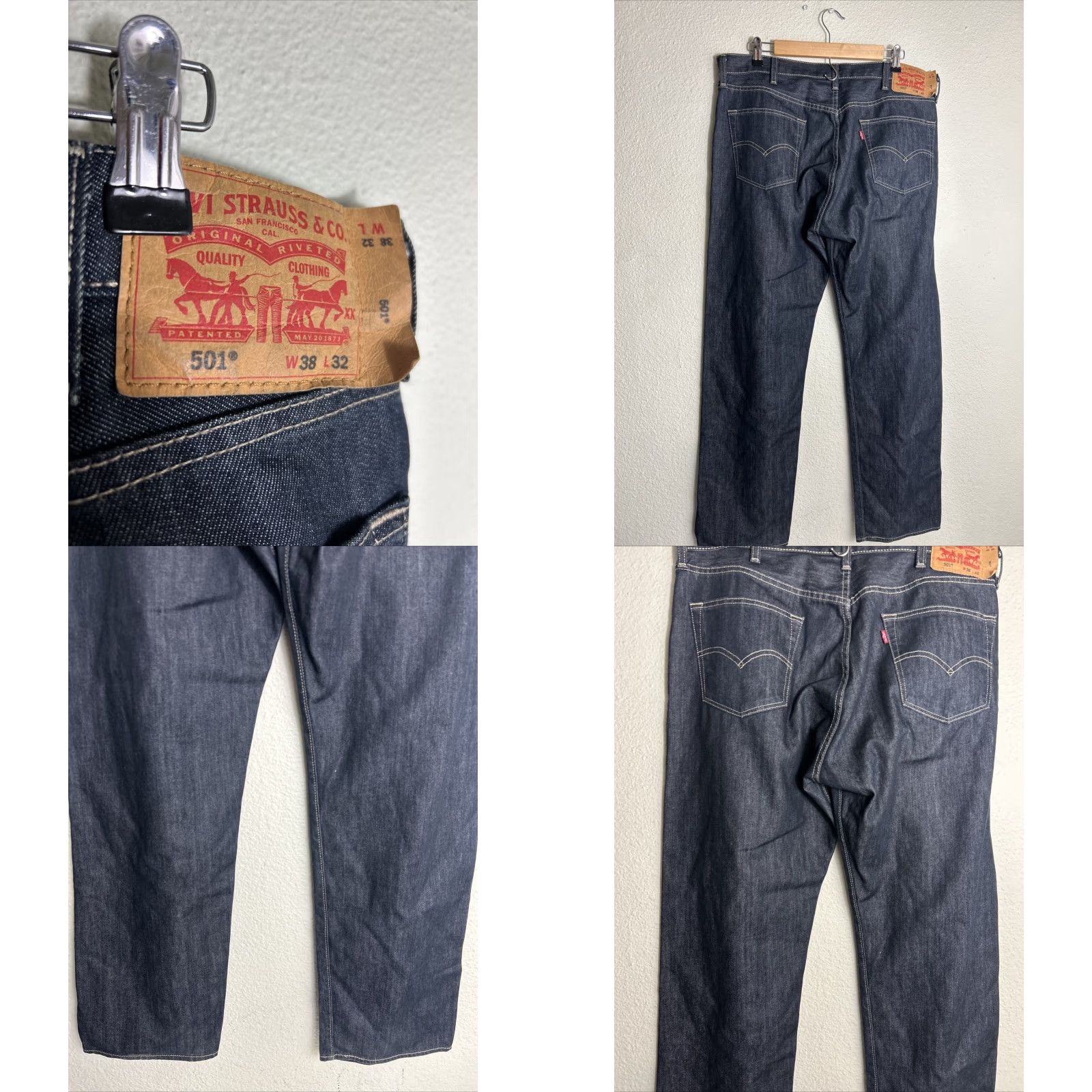 Levi's Levis Jeans Mens 38x30 Blue Denim 501 Button Fly Straight Leg American Dark Wash Size US 38 / EU 54 - 8 Thumbnail