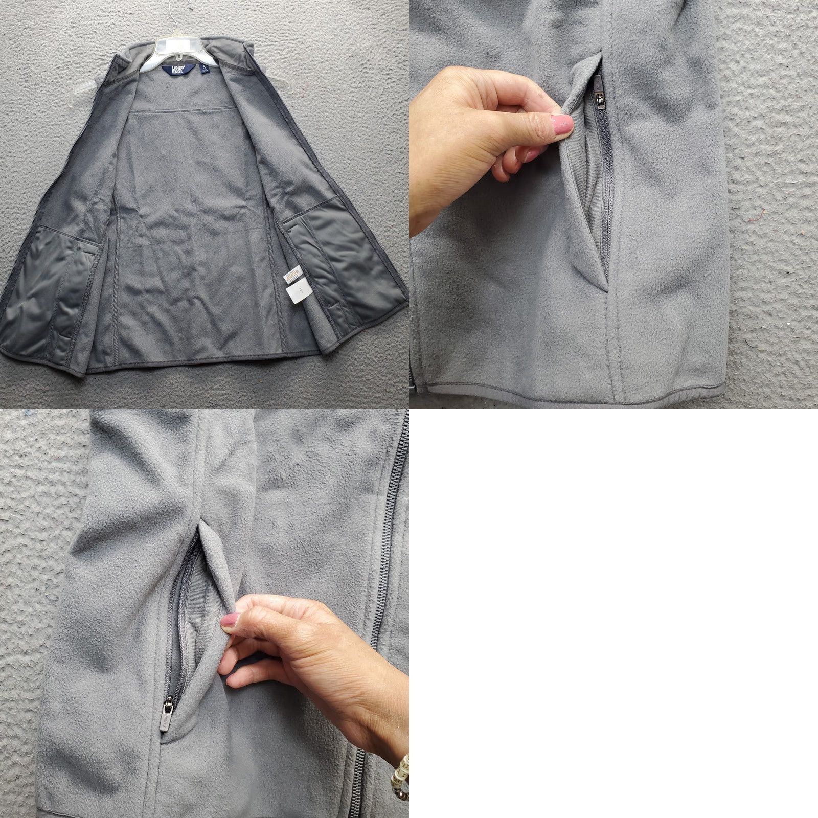 Lands' End Lands' End Marinac Vest Womens Small Gray Fleece Sleeveless Mock Neck Full Zip Shirt Womens S Gray Vest Size S / US 4 / IT 40 - 8 Thumbnail