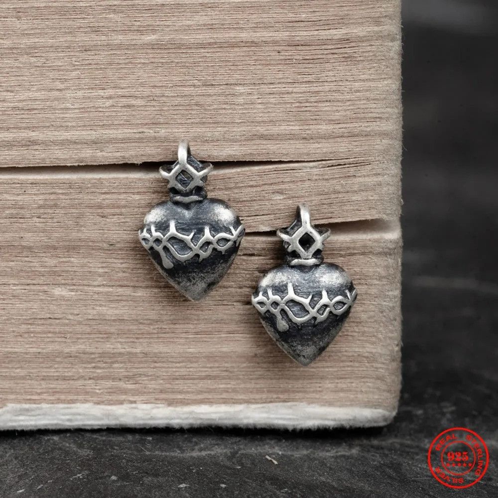 Jewelry Heart of Thorns Stud Earrings 925 Sterling Silver Ear Gift Size ONE SIZE - 1 Thumbnail