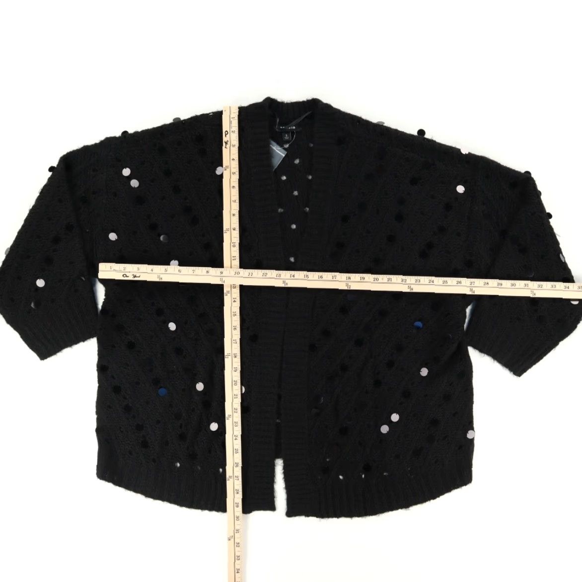 Torrid Torrid Sequin Open Front Cardigan Black Women's 3X Sweatshirt Long Sleeve Solid Sequin Cardigan Shirt Women 3X Size XXL / US 16-18 / IT 52-54 - 3 Thumbnail