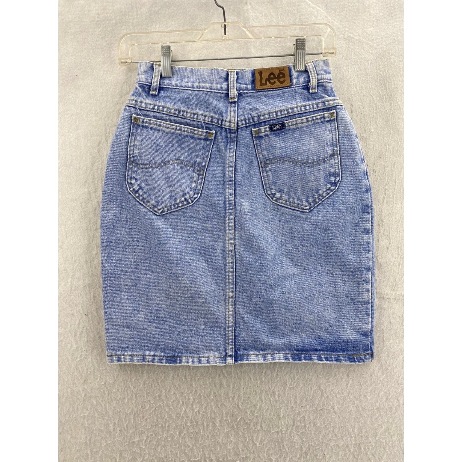 Lee Vtg 1990s Lee Riders Skirt Womens 7 High Rise Mom Denim Blue 25 X 19 Size 28" / US 6 / IT 42 - 6 Thumbnail