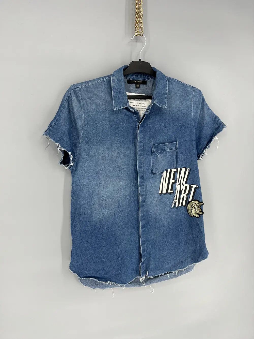 Vintage ZARA TRAFALUC NEW ART shirt with frayed edges Size US XS / EU 42 / 0 - 2 Thumbnail