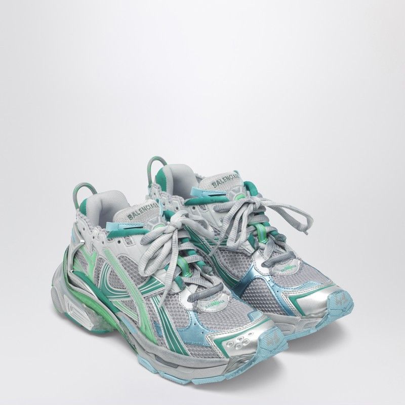 Balenciaga Runner Sneakers In Grey Green And Blue