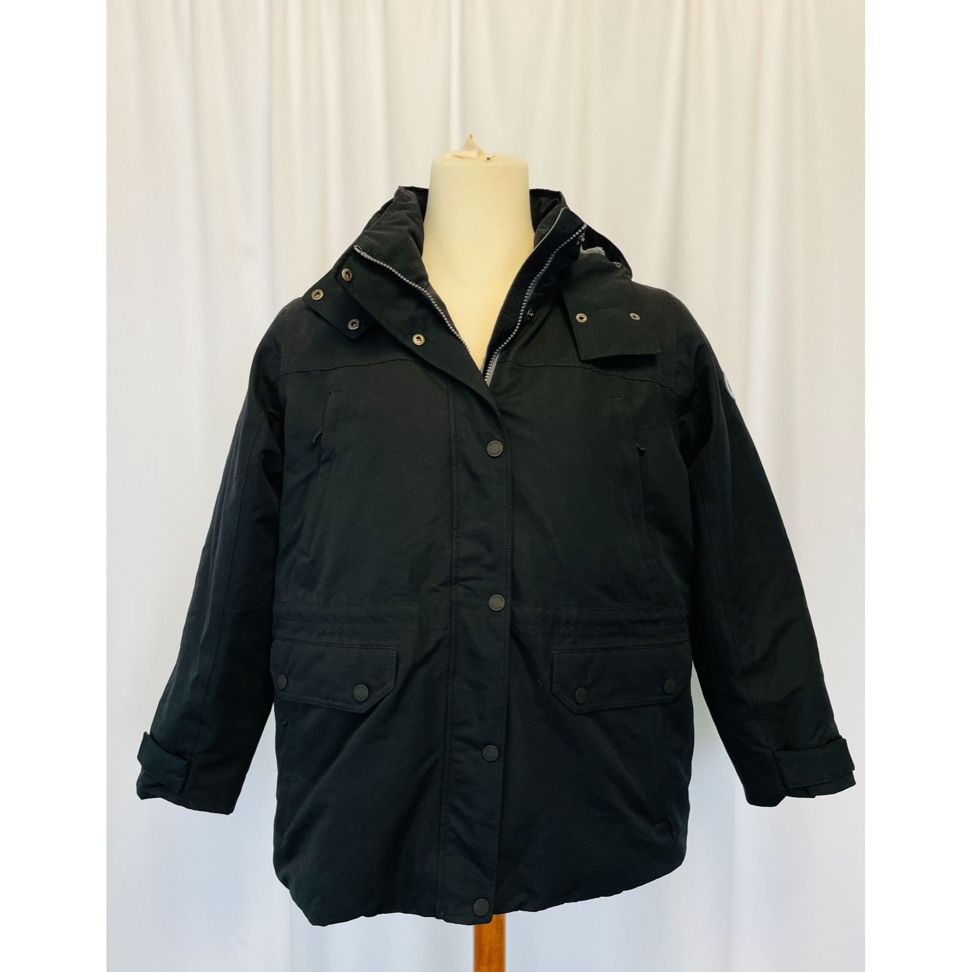 image of Lands End NWT Lands' End Hyper Dry Down 600 Black Coat Women's Size 1X