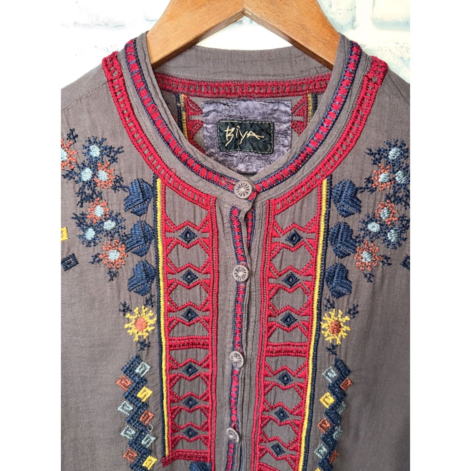 Johnny Was Johnny Was BIYA Embroidered Tunic Shirt Womens S Multicolor Cotton Size S / US 4 / IT 40 - 2 Thumbnail