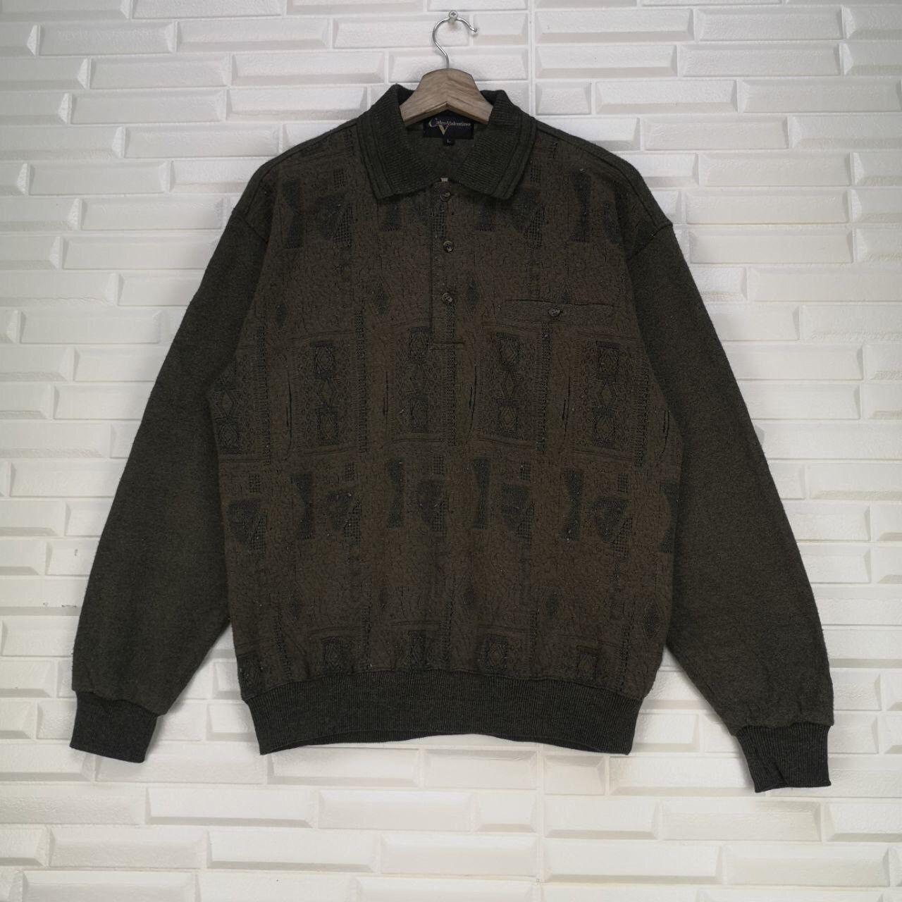 Designer Carlo Valentino Pullover Sweatshirt Size US M / EU 48-50 / 2 - 2 Thumbnail