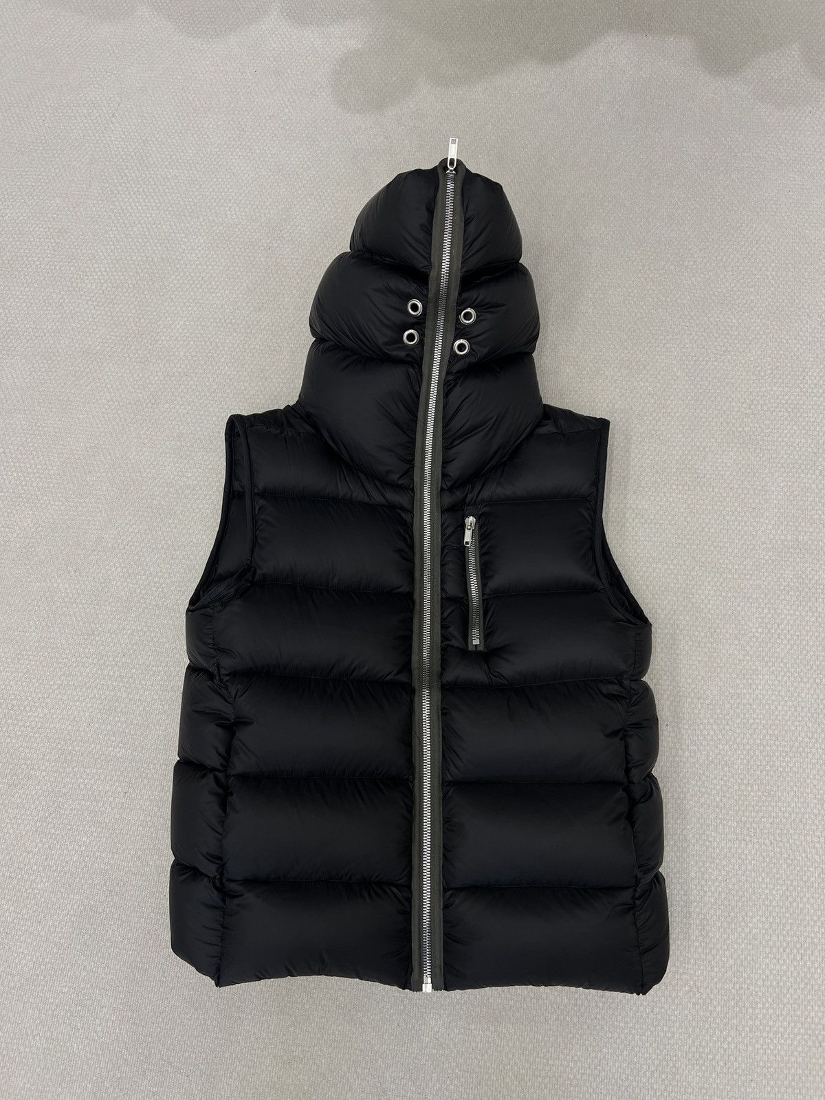 image of Rick Owens Aw22 Strobe Gimp Puffer Vest in Black, Men's (Size Small)