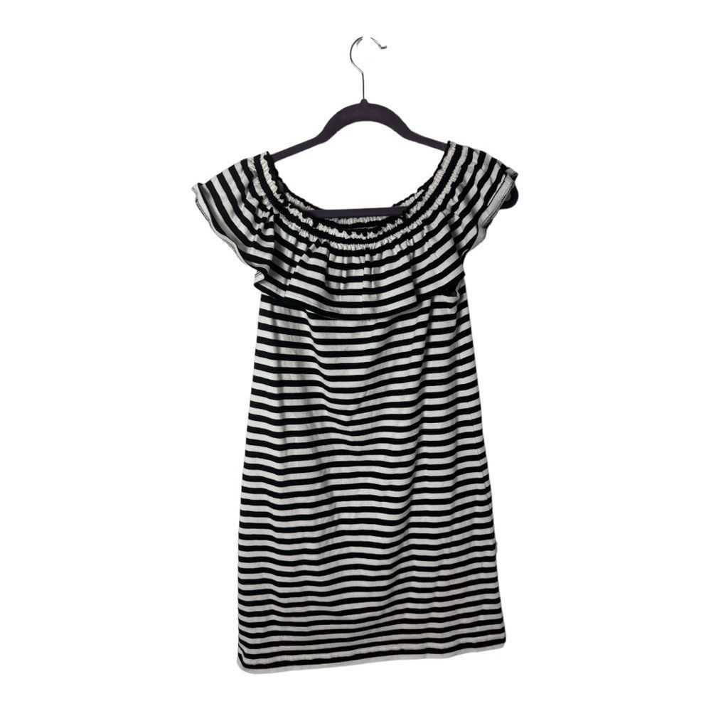 Kate Spade Kate Spade SZ S Off the Shoulder Ruffle Dress Black and Whit Size S / US 4 / IT 40 - 1 Thumbnail