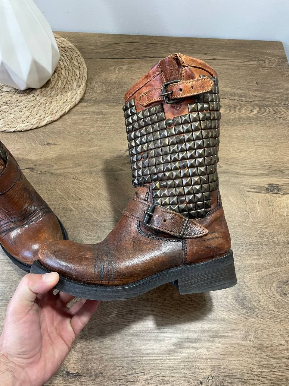ASH ASH BOOTS BROWN LEATHER DISTRESSED MOTO BIKER Size US 6 / IT 36 - 5 Thumbnail