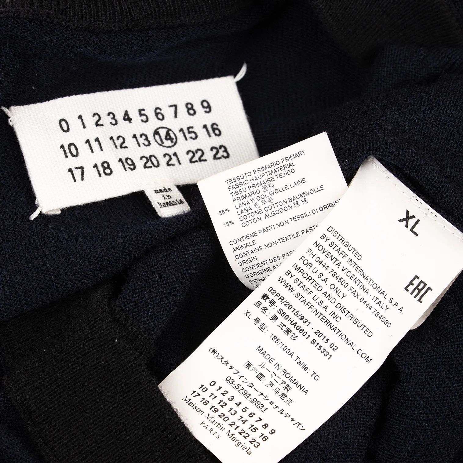 Maison Margiela Wool Cotton Knit Cardigan in Navy, Size XL Size US XL / EU 56 / 4 - 12 Thumbnail