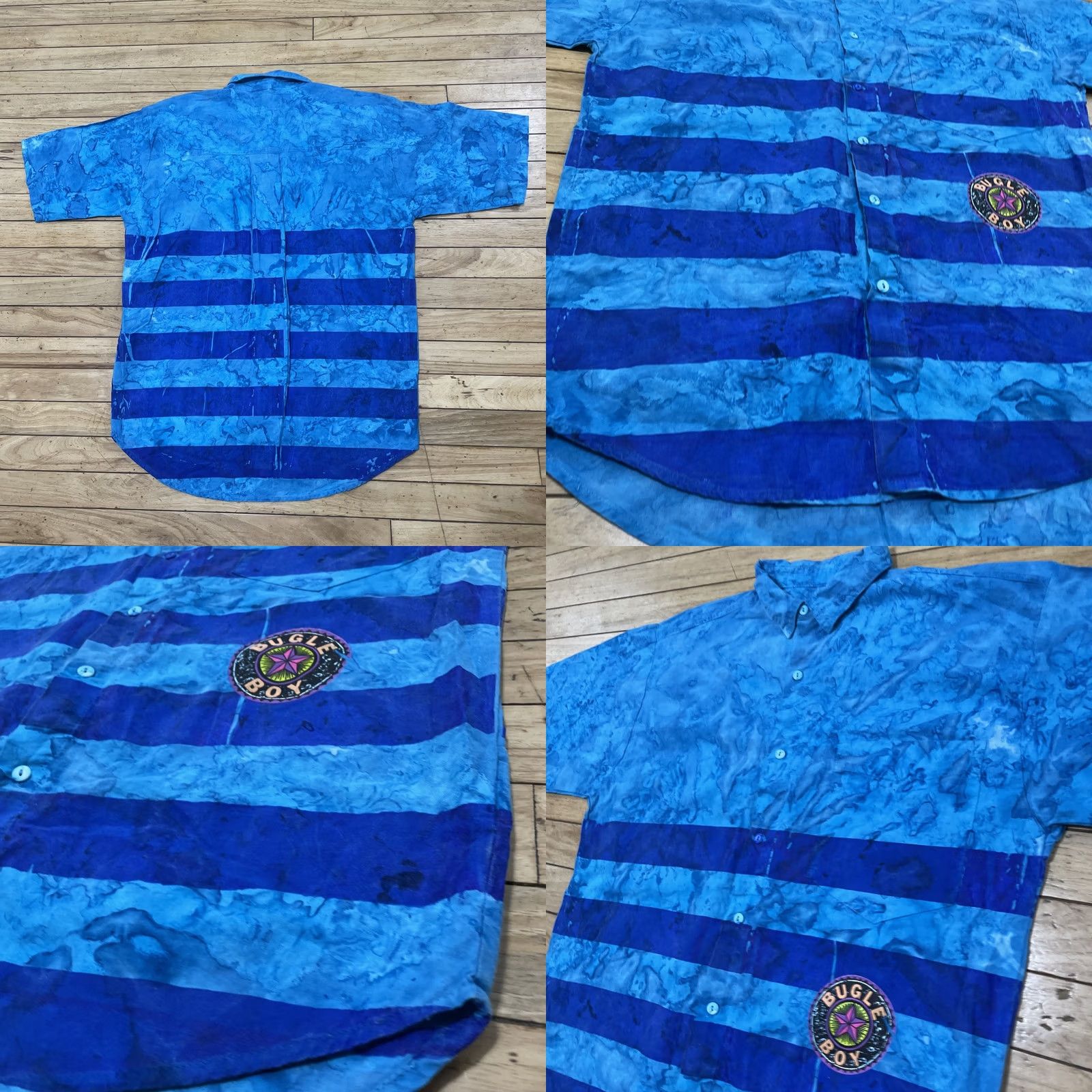 Bugle Boy VINTAGE Bugle Boy Shirt Men M Surf Grunge Abstract 90s Y2k Tie Dye Paint Stripe Blue Tie Dye Striped Button-Up Size US M / EU 48-50 / 2 - 9 Thumbnail
