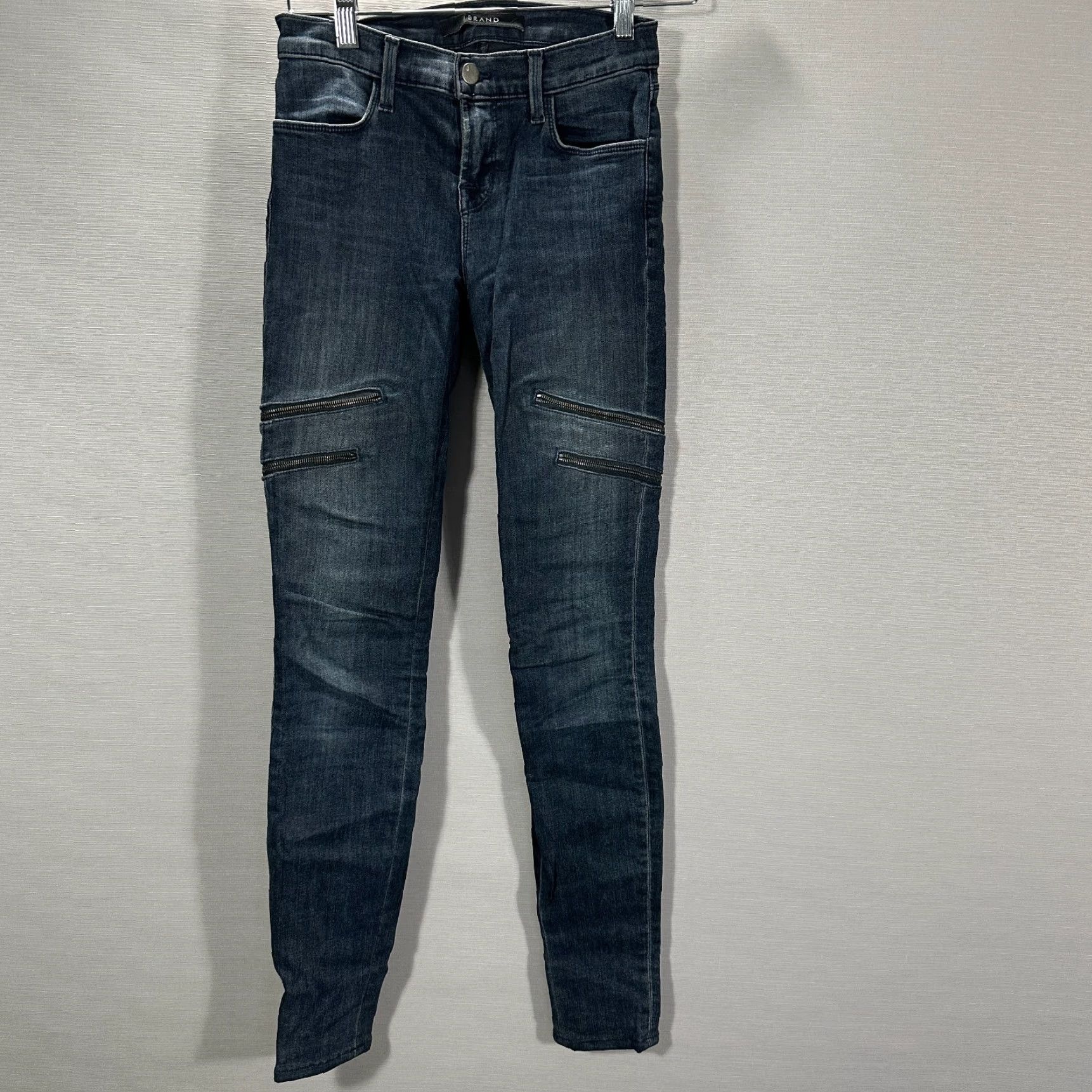 J Brand J Brand Jeans Women 24 Dee Moto Zipper Leg Skinny Cotton Stretch Dark Wash Cargo Jeans Size 42" / US 20 - 2 Thumbnail