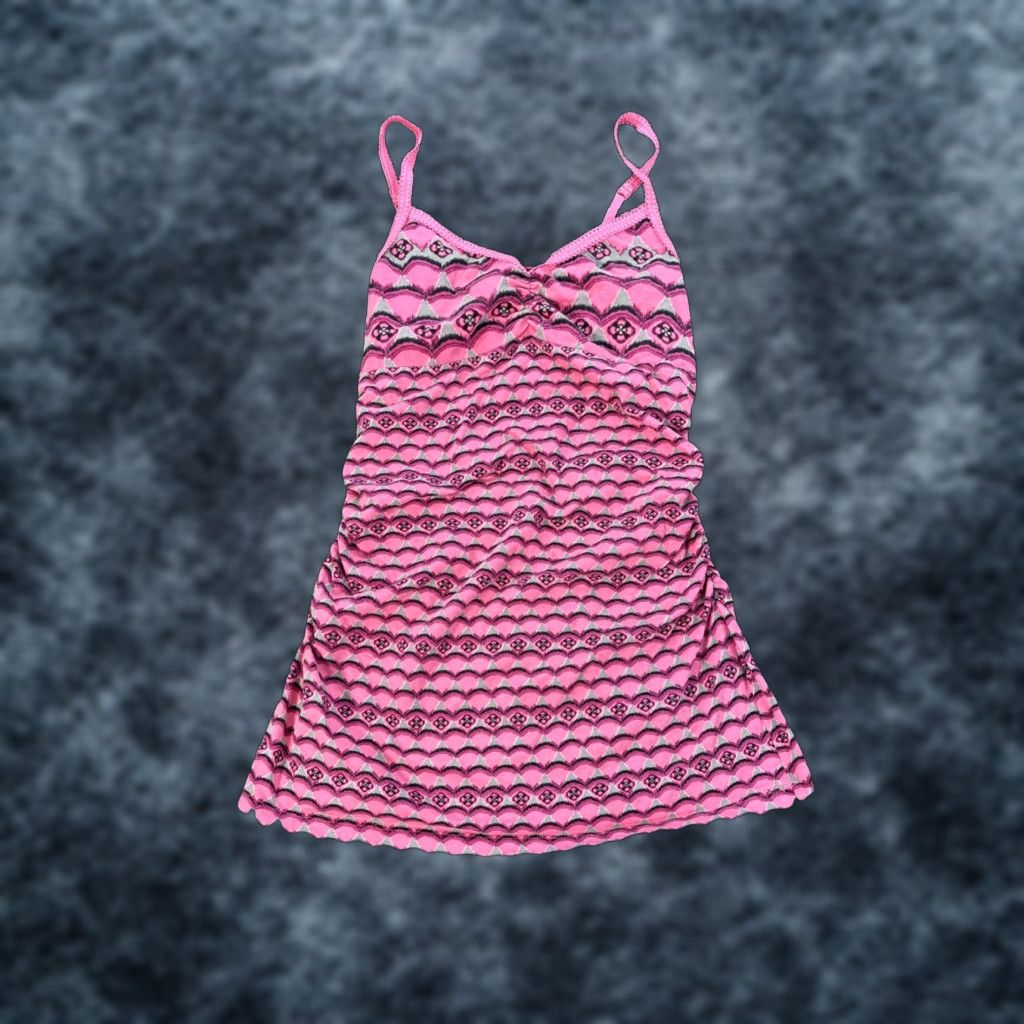 Express VINTAGE Express Camisole Top Womens Small Pink Geometric Lace Trim Y2K Tank Sleeveless V-Neck Girls? Size S / US 4 / IT 40 - 1 Thumbnail