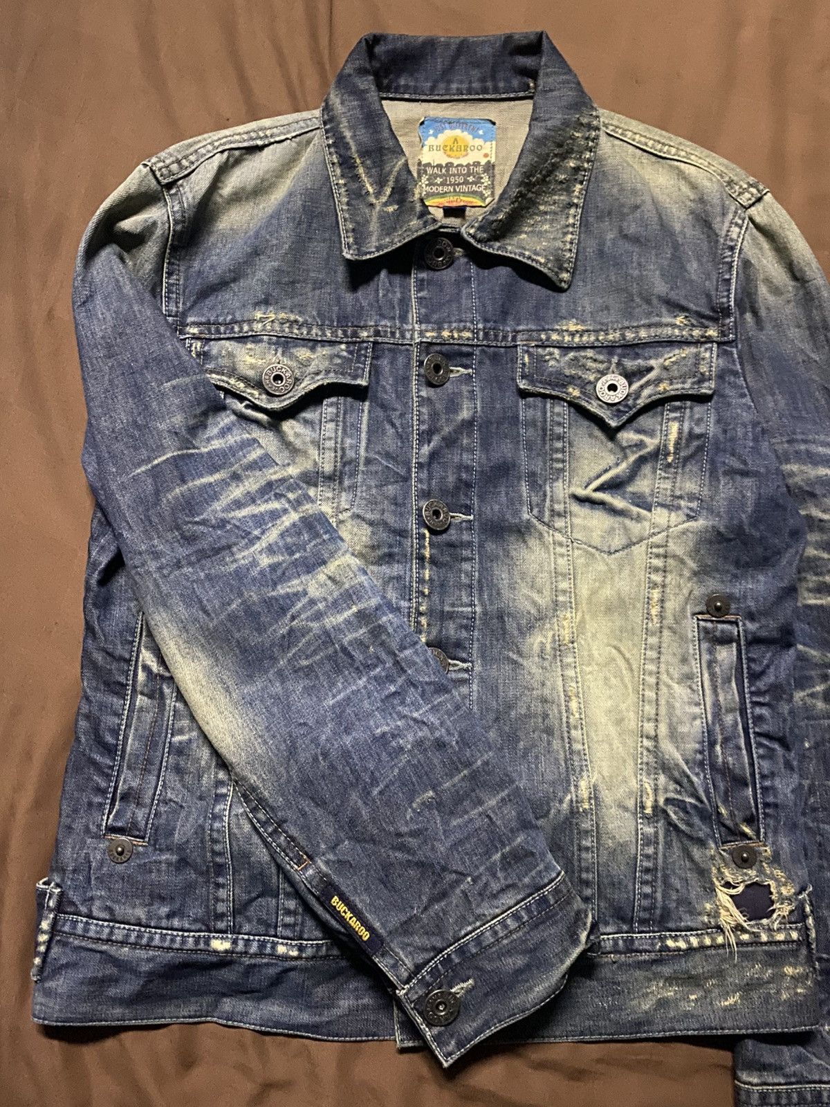 BUCKAROO ❗️OFFER❗️Buckaroo Skulls Backhit Distressed Denim Jacket Size US L / EU 52-54 / 3 - 3 Thumbnail