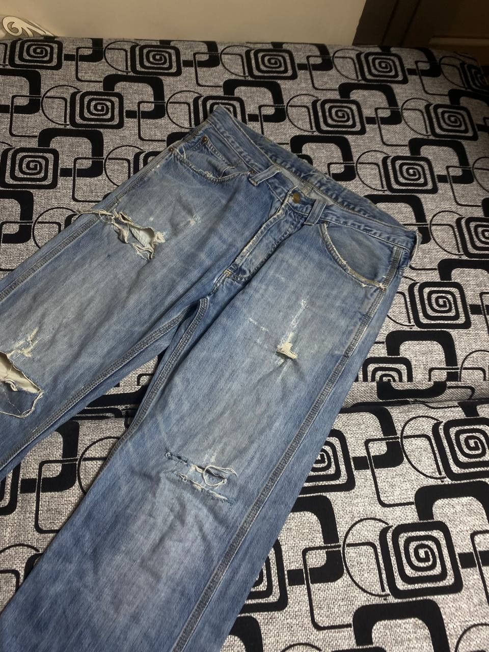 Carhartt × Japanese Brand Crazy Crash Dirty Baggy Faded Jean Japan Avant Garde Style Size US 34 / EU 50 - 6 Thumbnail