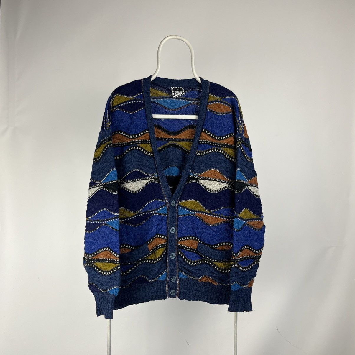 By Art Human Cardigan 3D Knit Cable Sweater Coogi style
