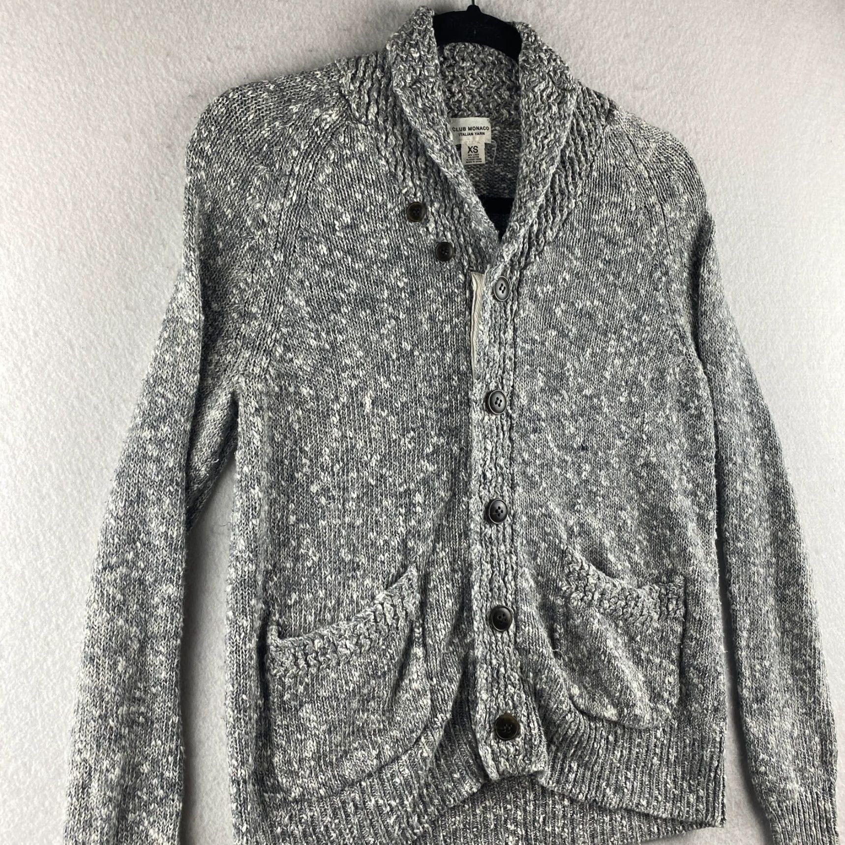 Club Monaco Club Monaco Sweater Womens XS Gray Cardigan Button Front Double Pockets Linen Cotton Blended Fabric Modern Womens Size XS / US 0-2 / IT 36-38 - 4 Thumbnail
