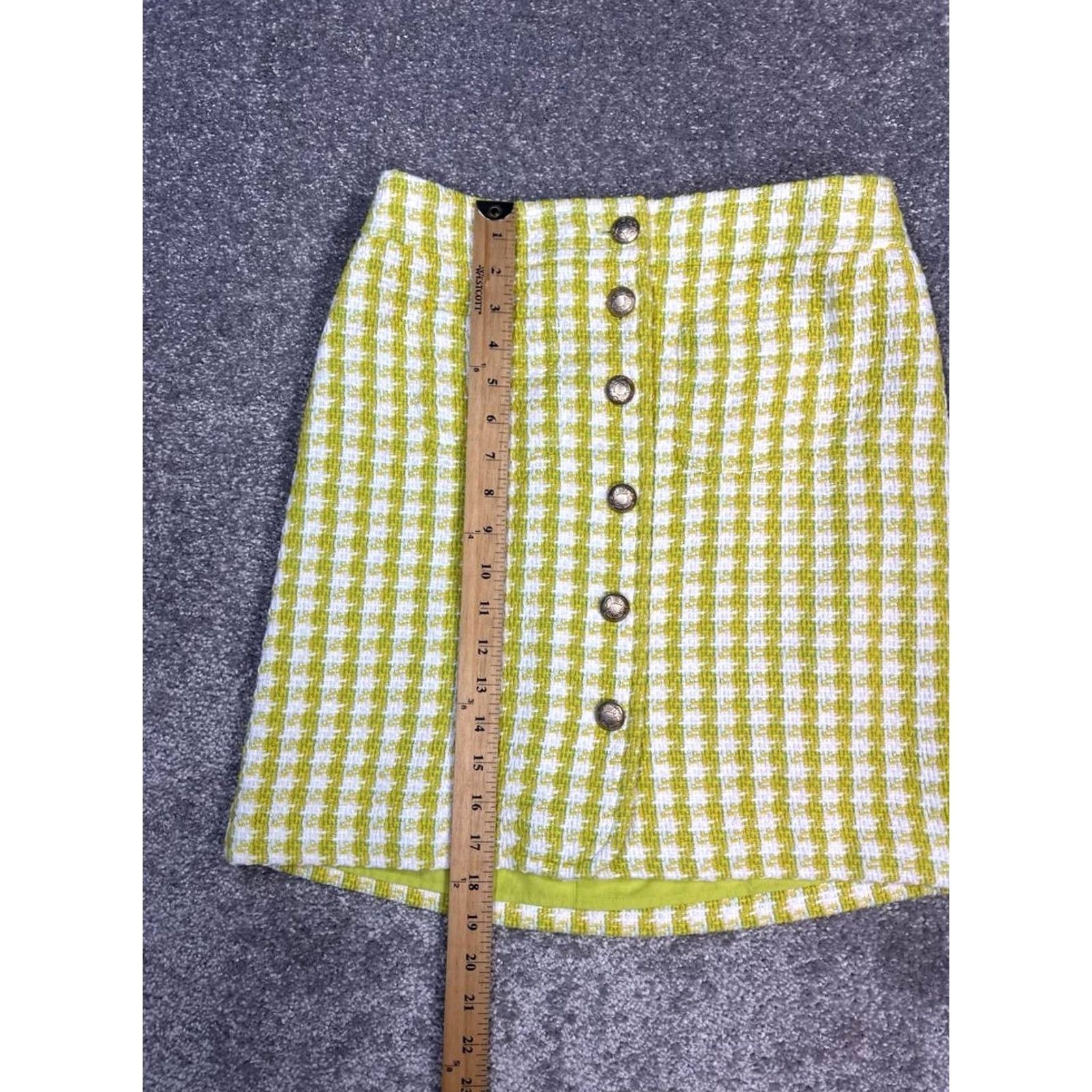 Talbots Talbots Skirt Womens 2P Mini Petite Multicolor Tweed Gingham Cotton Button Front Size 26" / US 2 / IT 38 - 3 Thumbnail